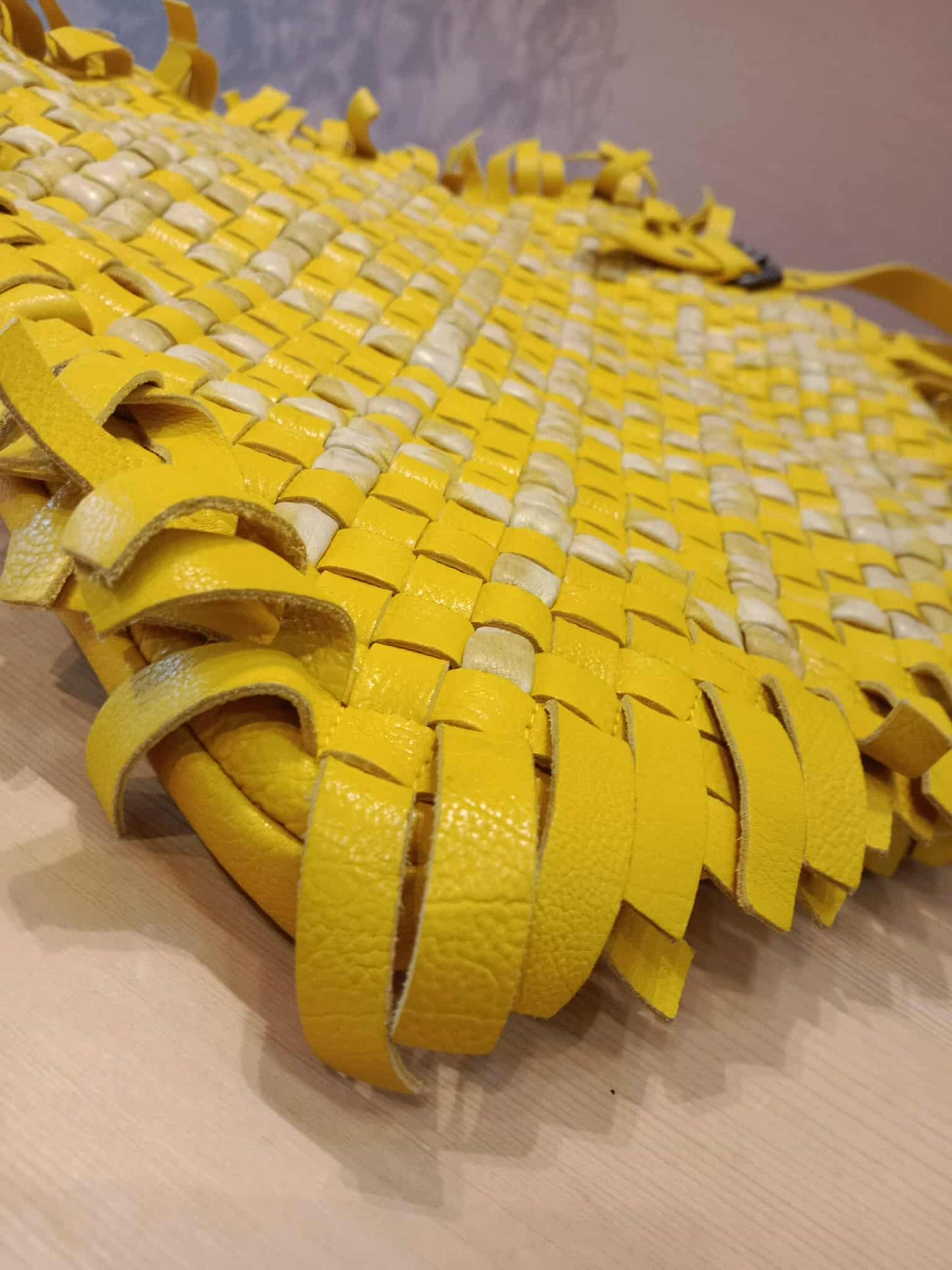 Bottega Veneta Paille Sfrangiato Aquatre Fringe Intrecciato Nappa Large Tote Yellow
