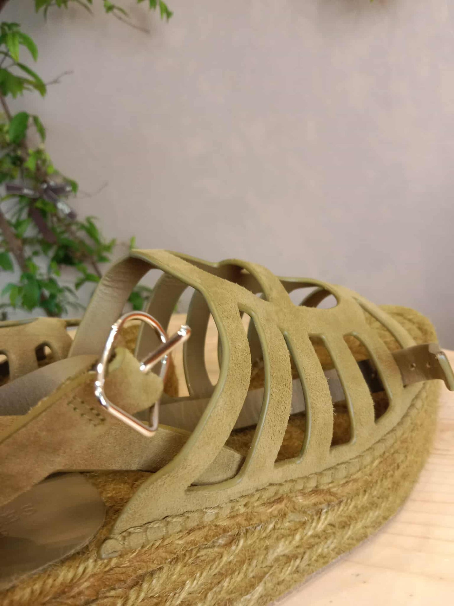 Hermes Espadrille Wedge Sandals Khaki SIze 37