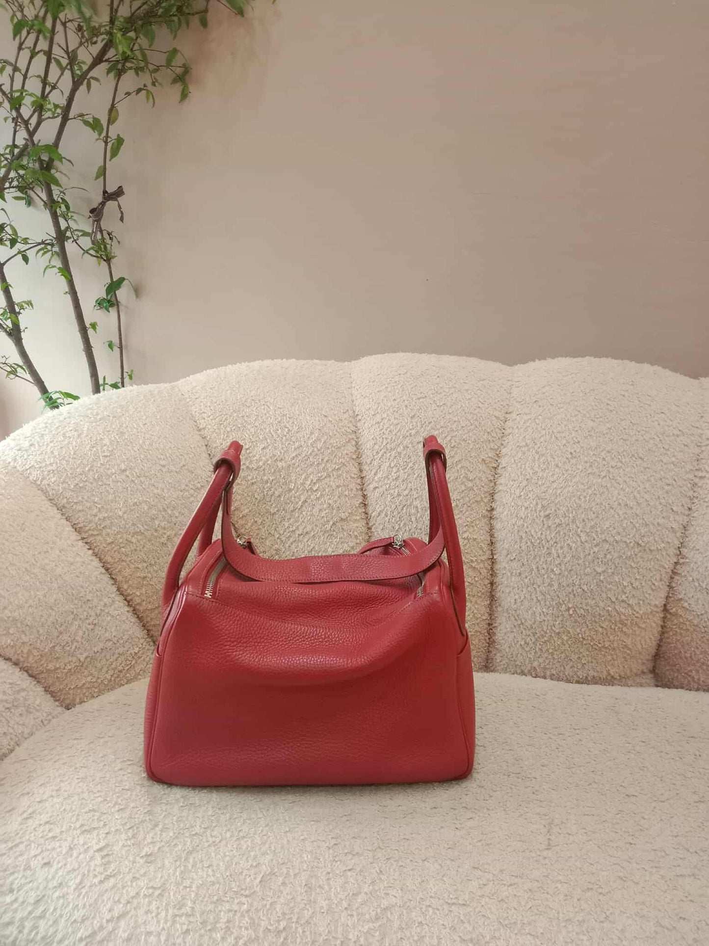 Hermes Lindy 30 Red Clemence Stamp Q Square 2013
