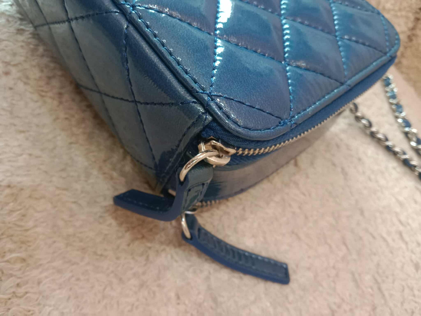 Chanel Blue Quilted Patent Leather Camera Bag Blue Series 20