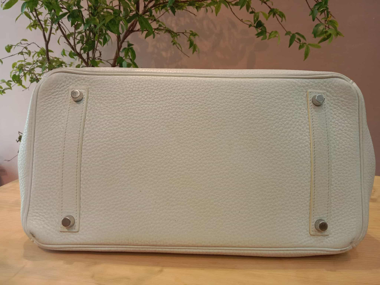 Hermes Birkin 35 White Clemence Stamp N Square 2010