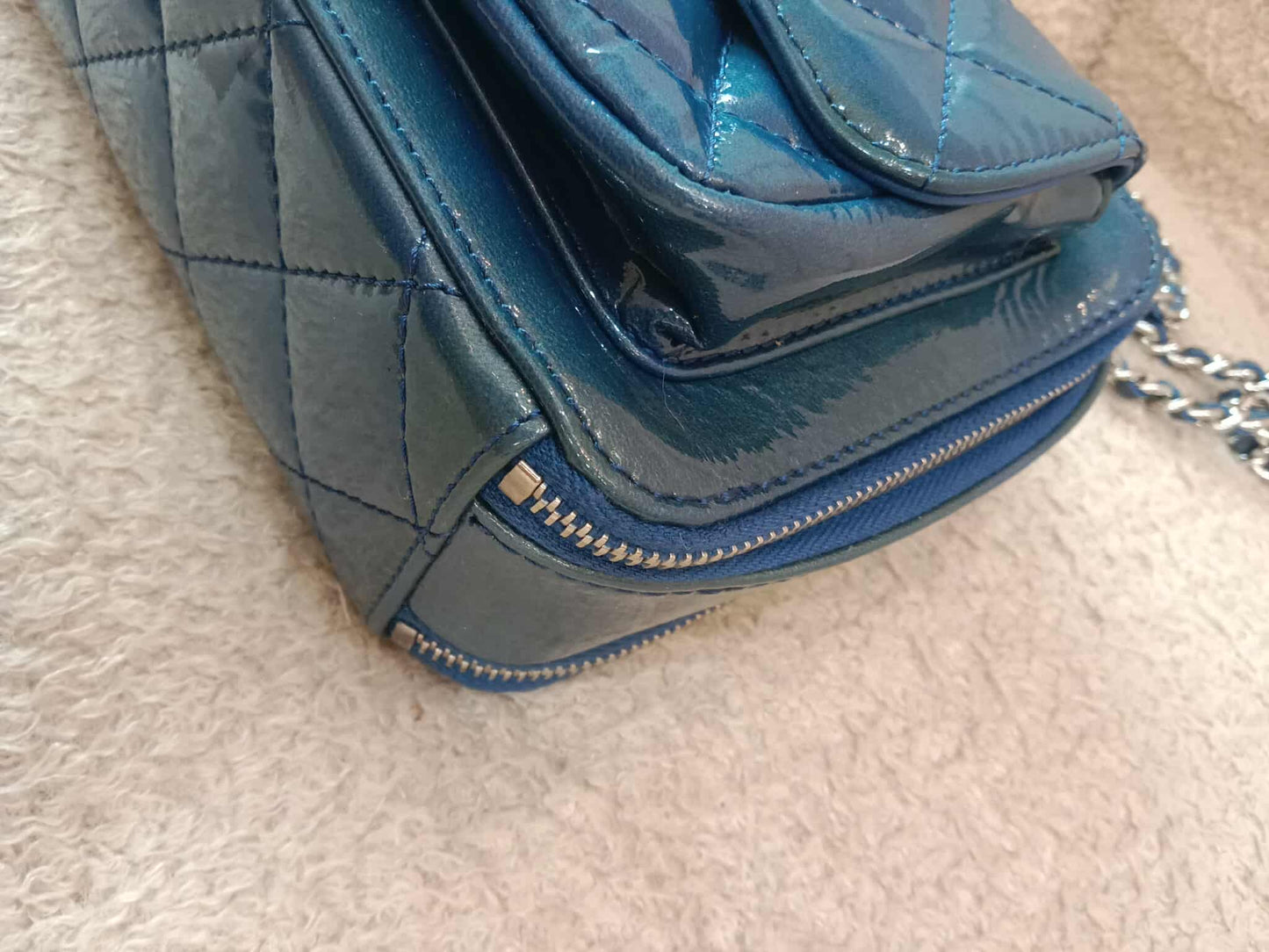 Chanel Blue Quilted Patent Leather Camera Bag Blue Series 20