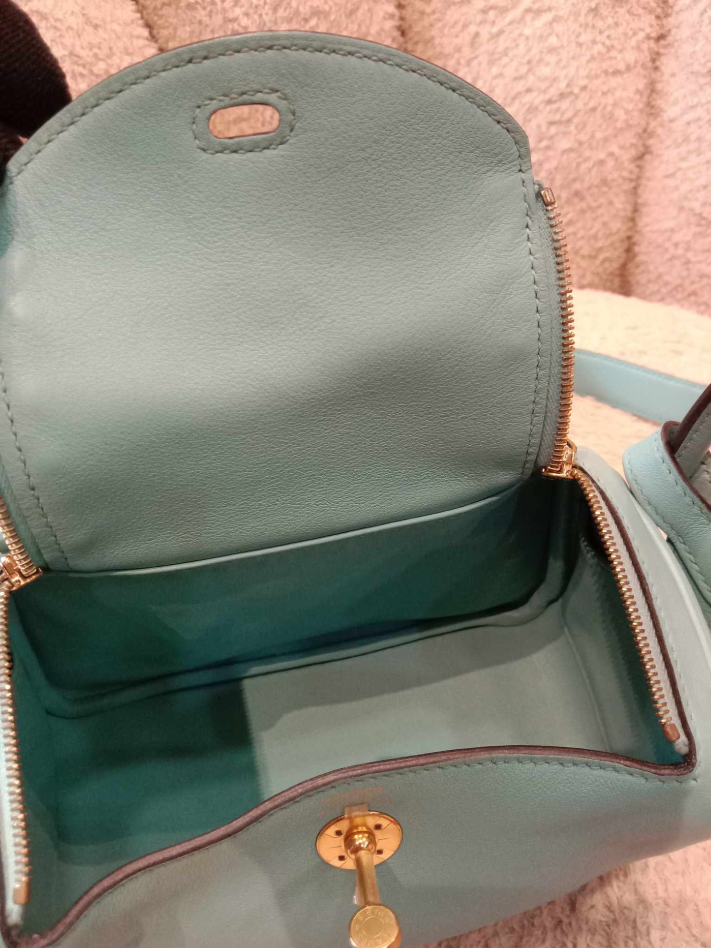 Hermes Mini Lindy Tiffany Blue Stamp Y 2020