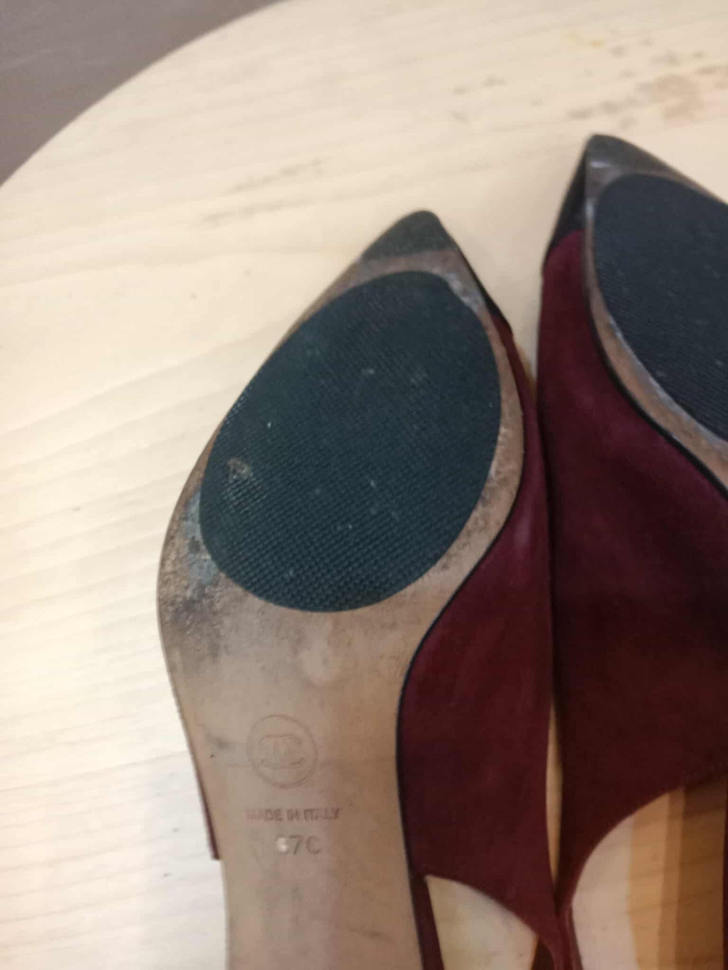 Chanel Suede Slingback Mules Maroon 37C