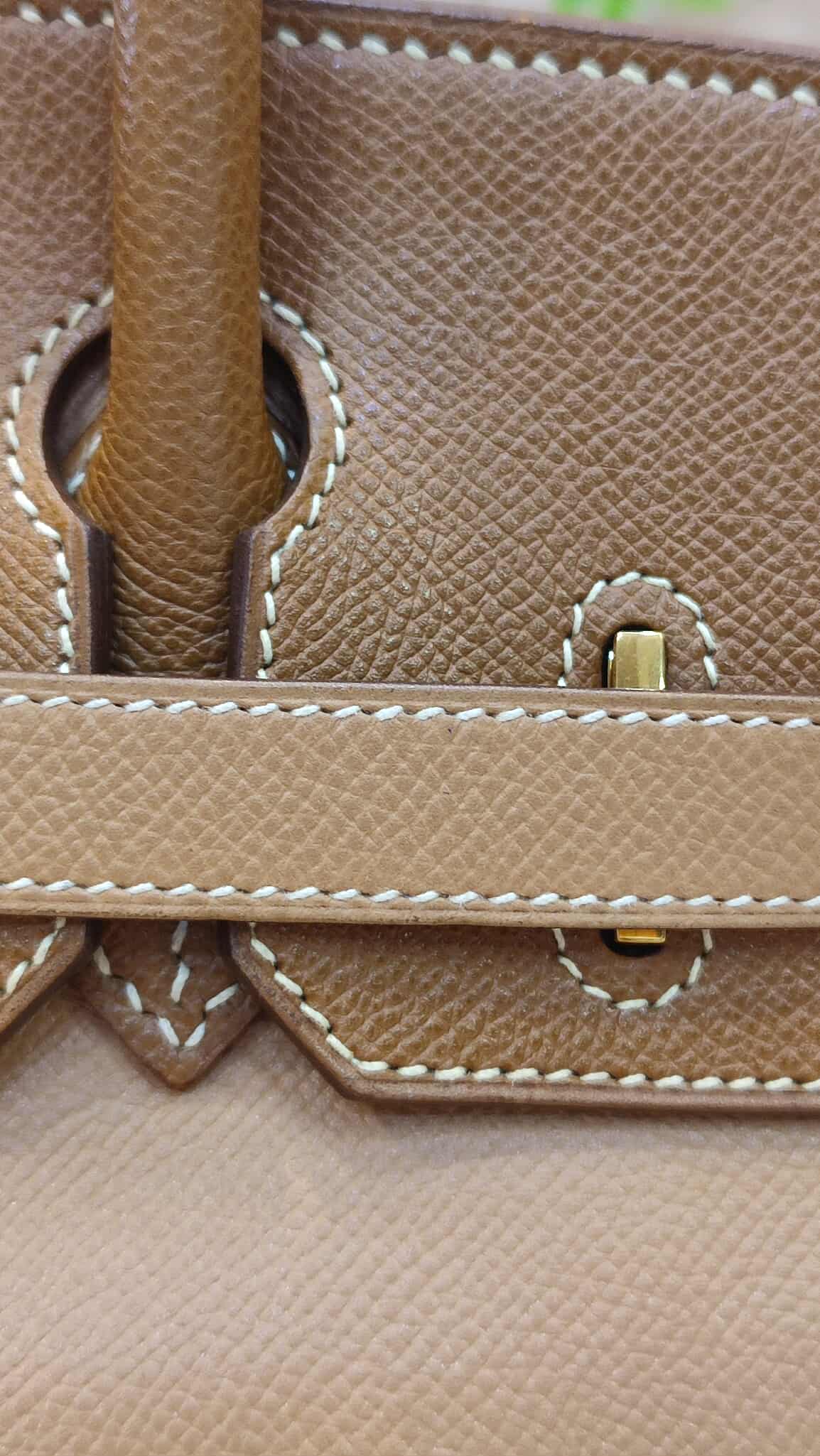 Hermes Birkin 30 Bicolor Gold/Biscuit Epsom Stamp G Square 2003 GHW