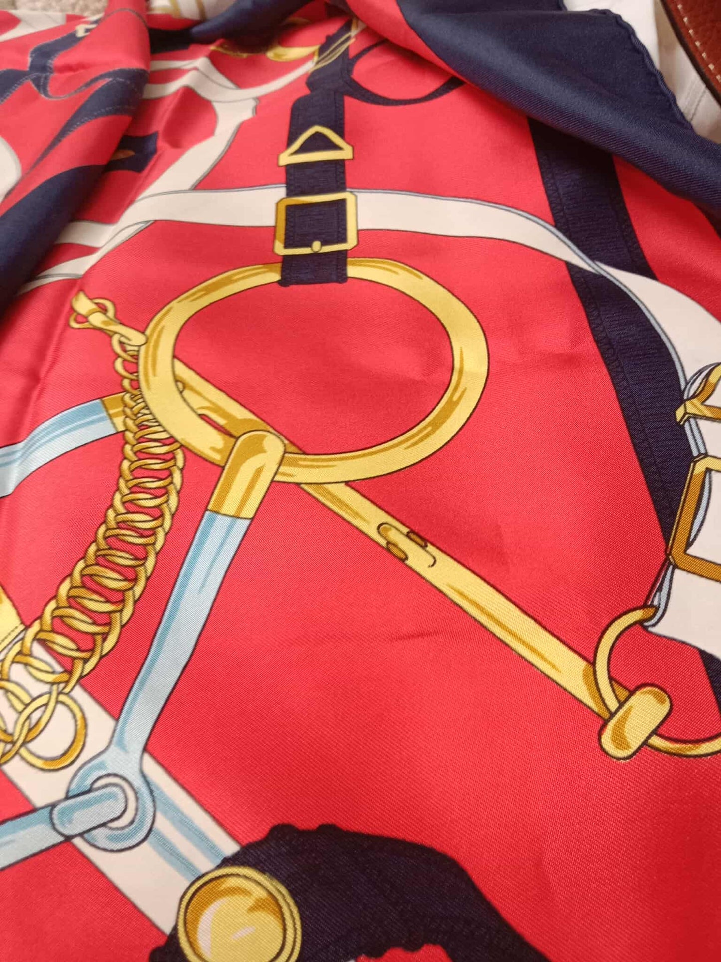 Hermes Carre 90 Eperon Dor Golden Spur Silk Scarf
