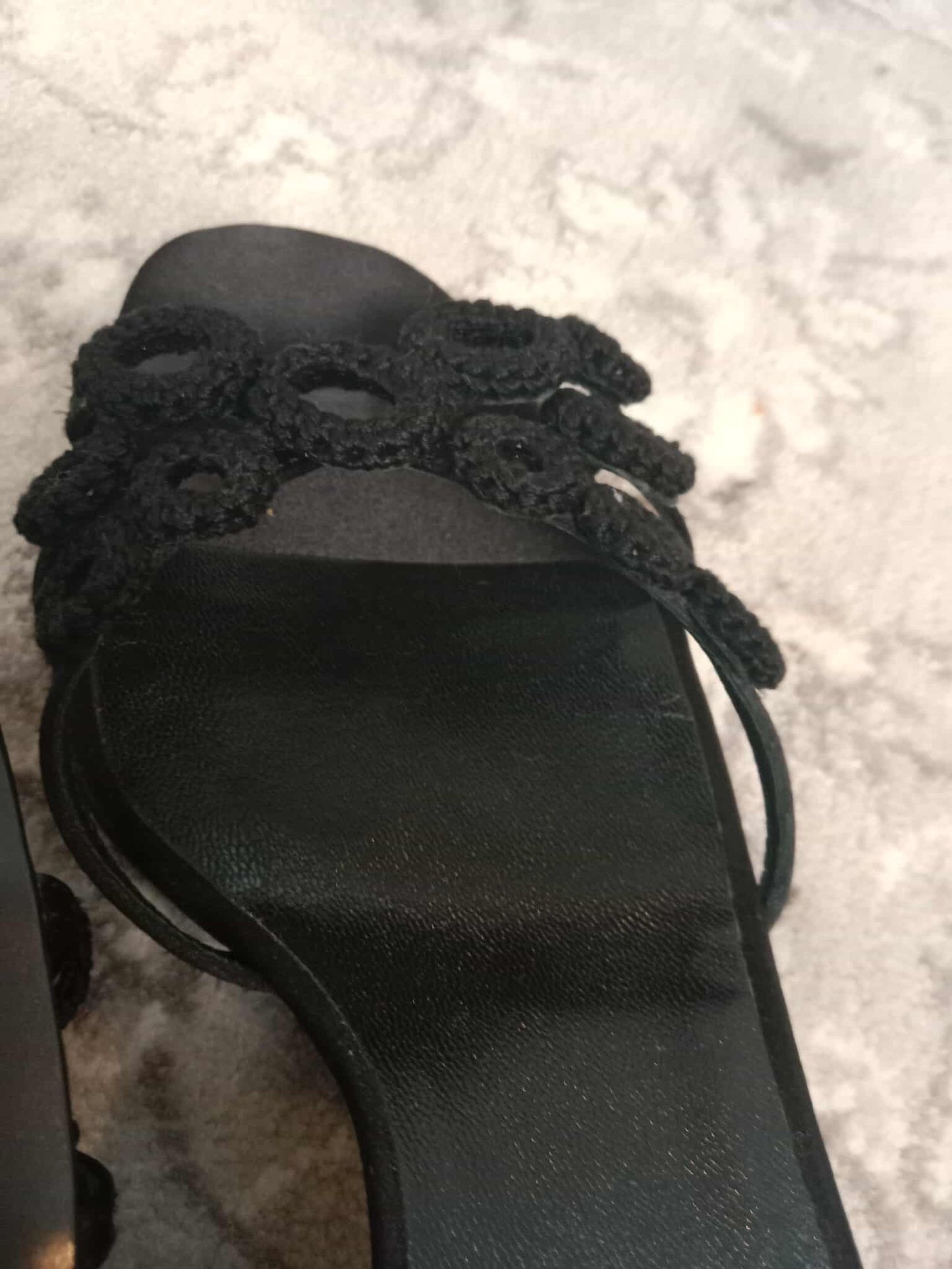 Prada Crochet & Sequin Black Kitten Heels Size 37 1/2