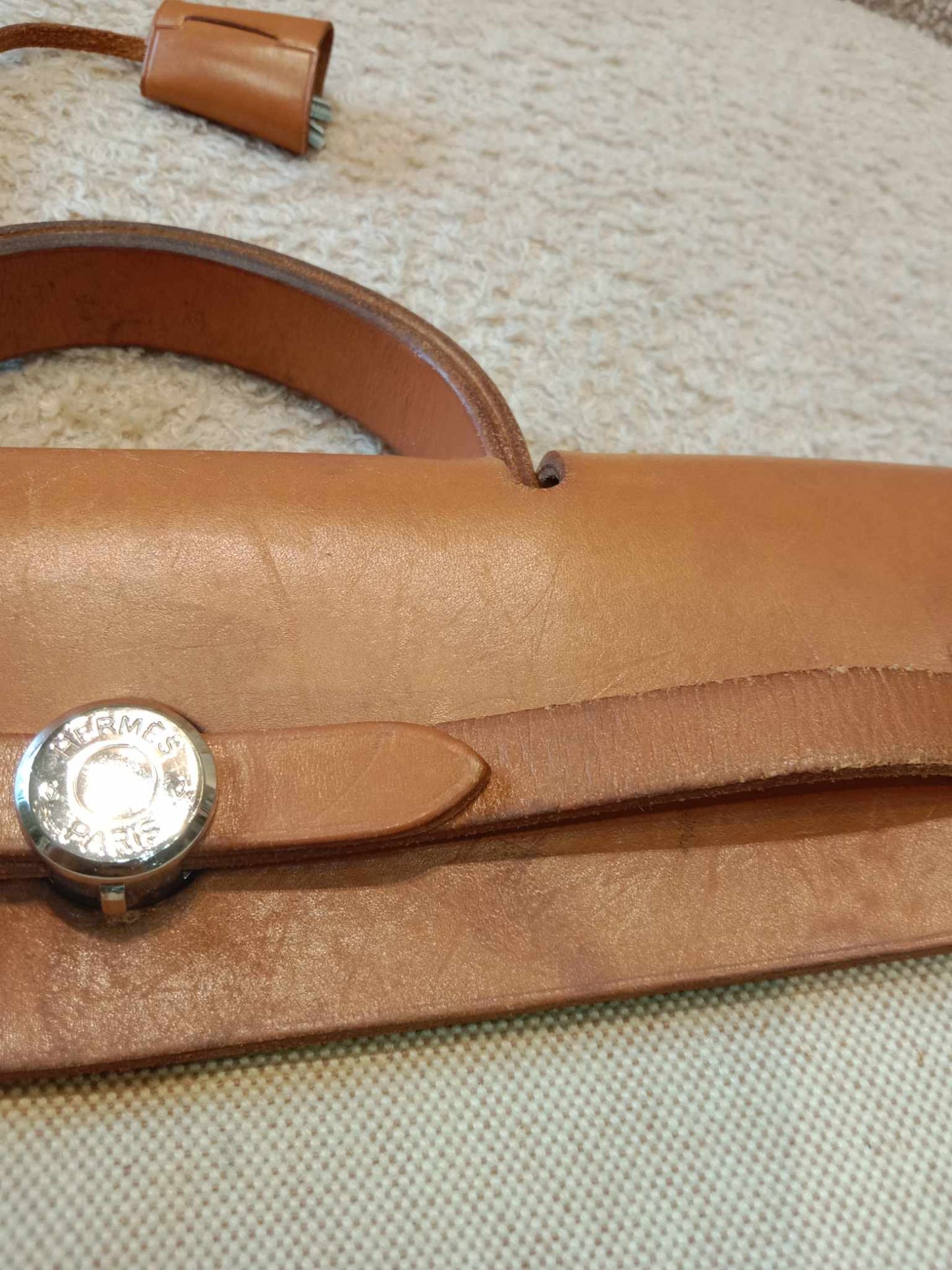 Hermes Herbag Canvas Beige/Brown Stamp B Square 1998