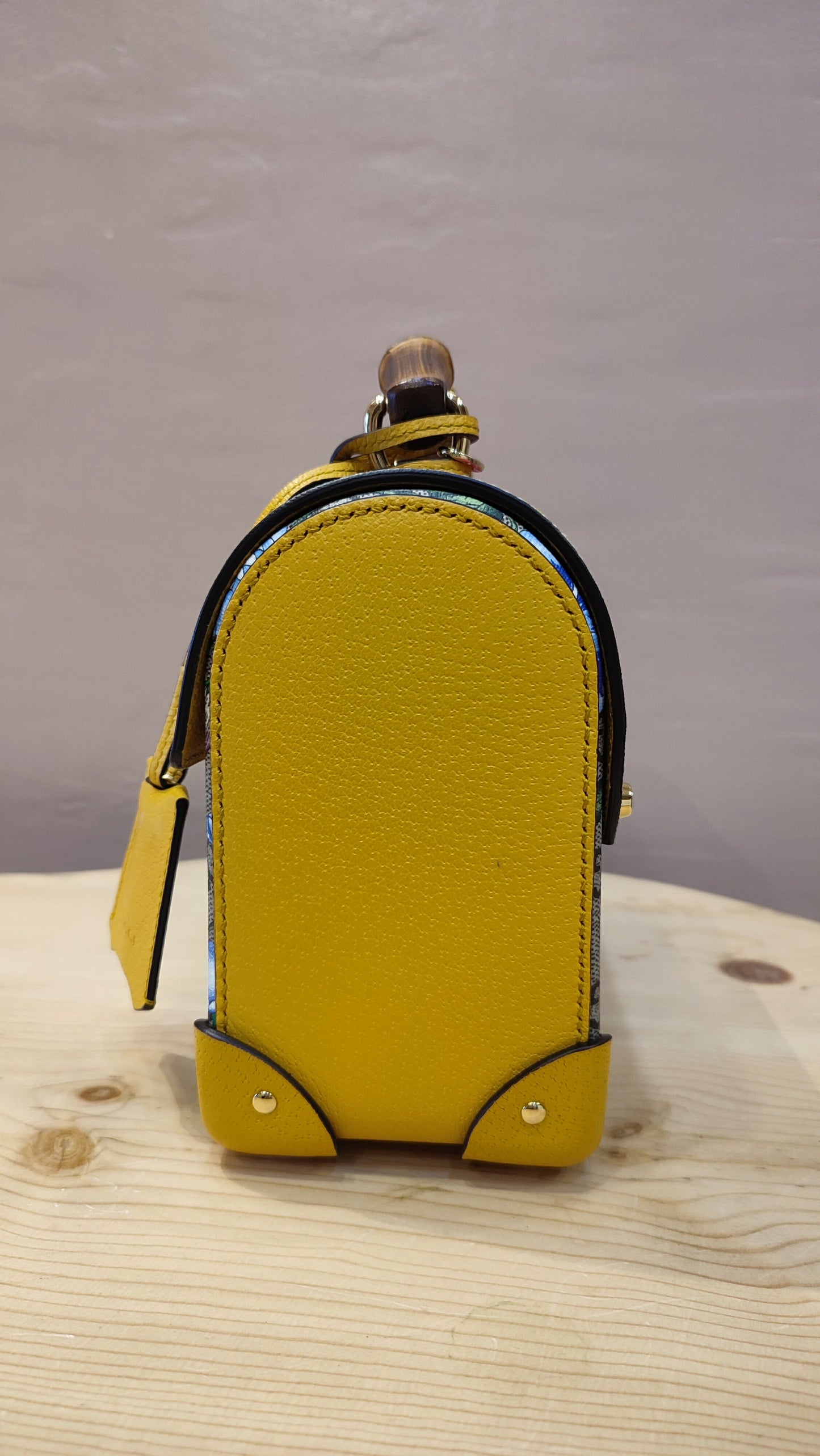 Gucci GG Floral Bamboo Bag Yellow