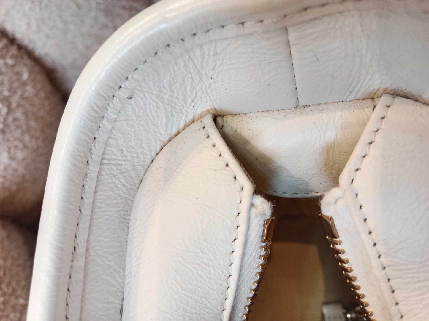Chanel White Small Chevron Gabrielle Hobo Aged Calfskin Series 29