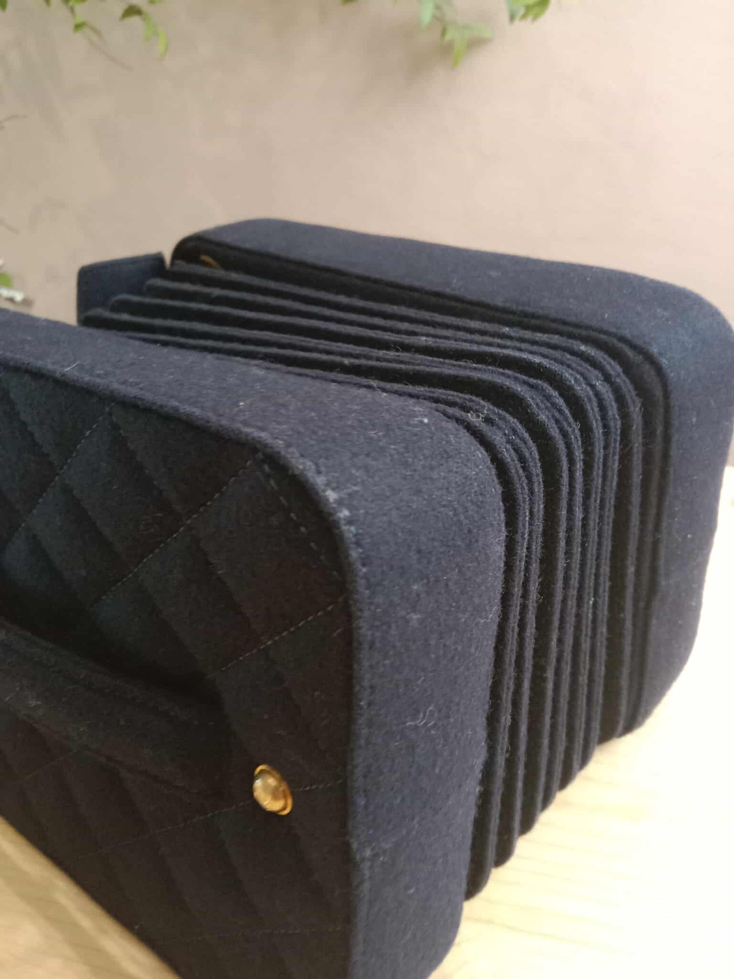 Chanel Paris-Hamburg Accordion Quilted Navy Blue Wool Aged Crossbody Runway Bag Series 25