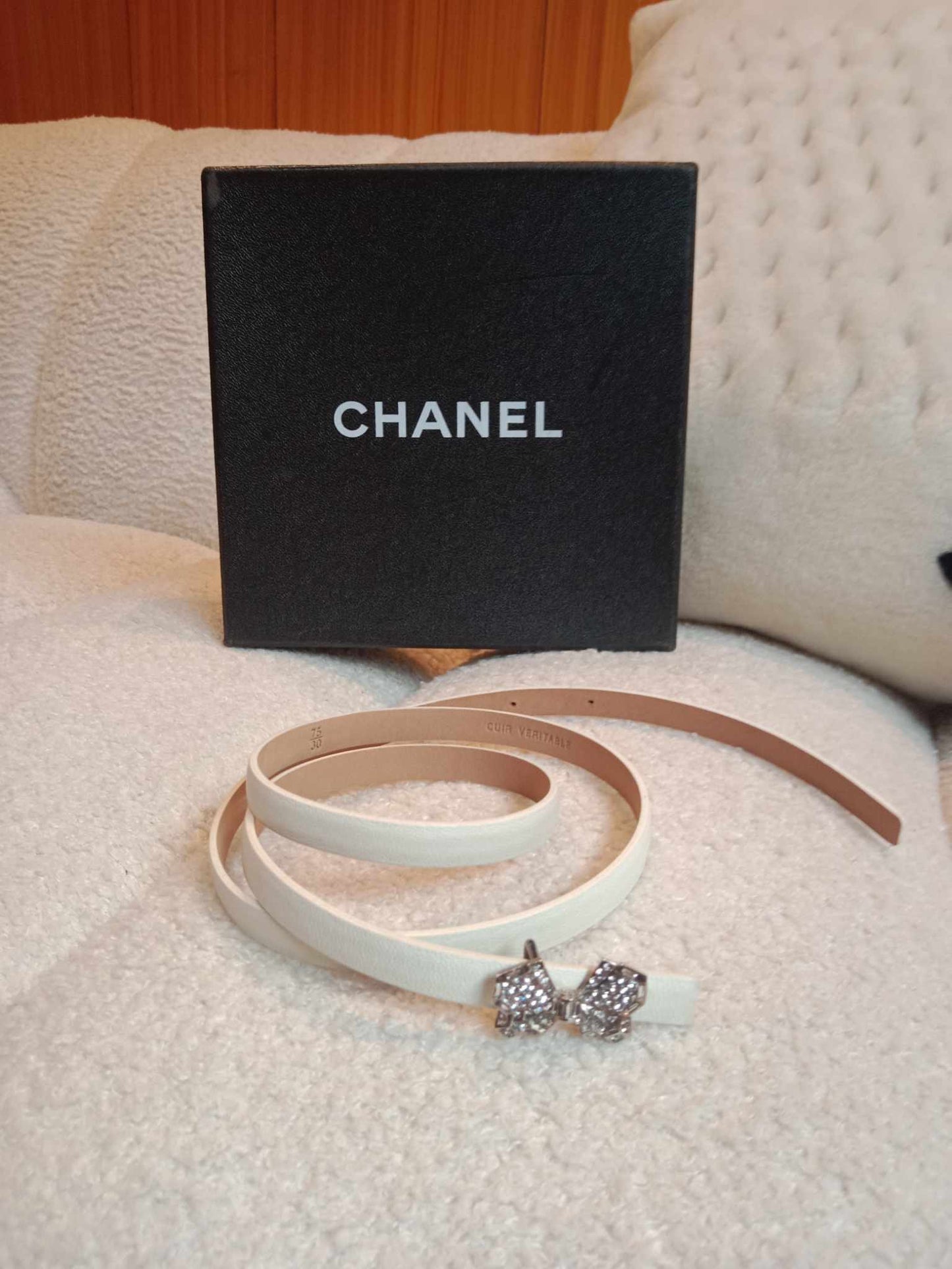 Chanel White Slim Belt