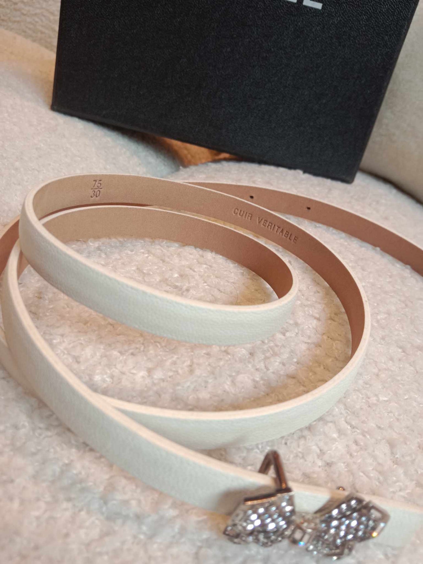 Chanel White Slim Belt