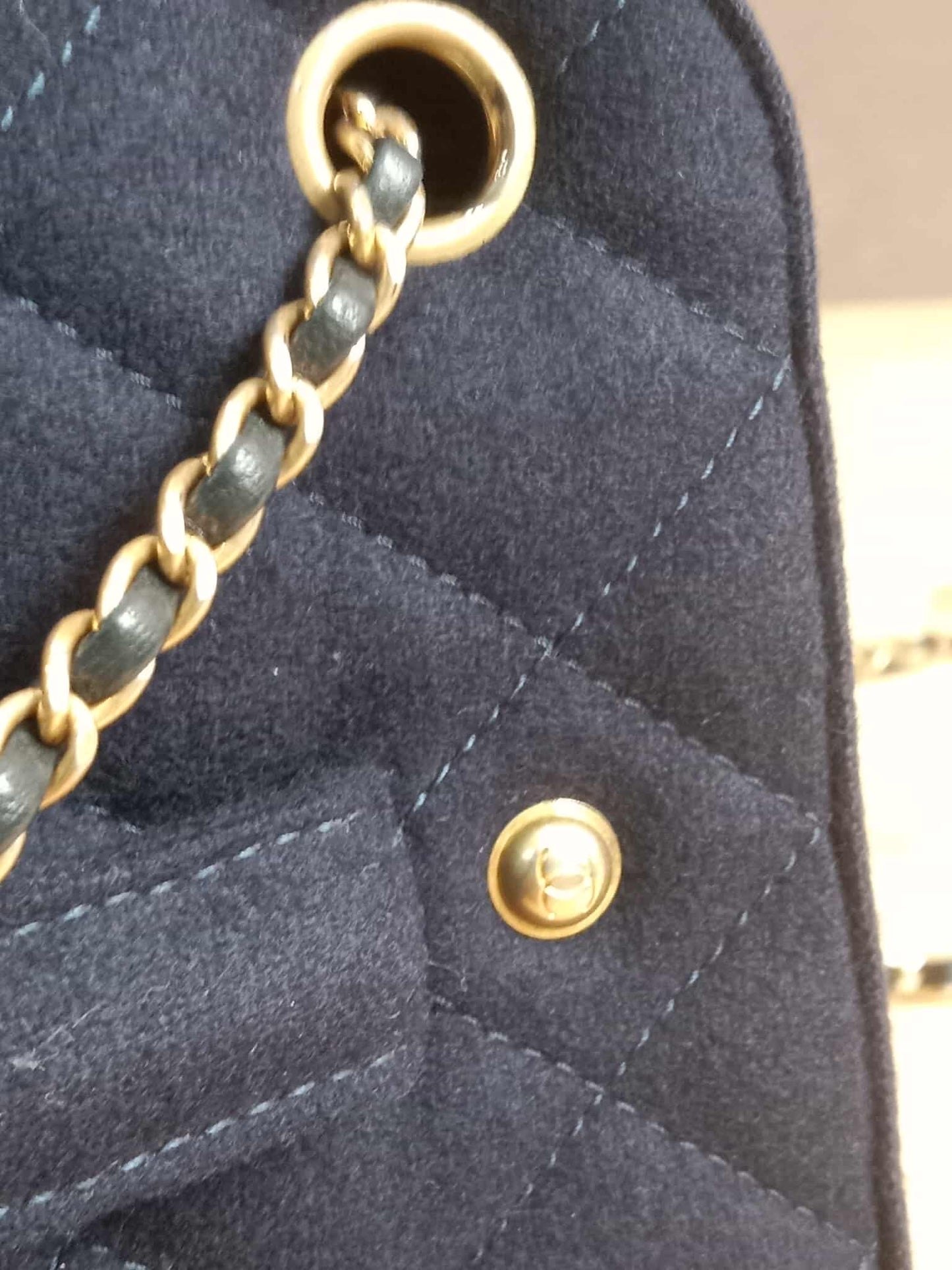 Chanel Paris-Hamburg Accordion Quilted Navy Blue Wool Aged Crossbody Runway Bag Series 25