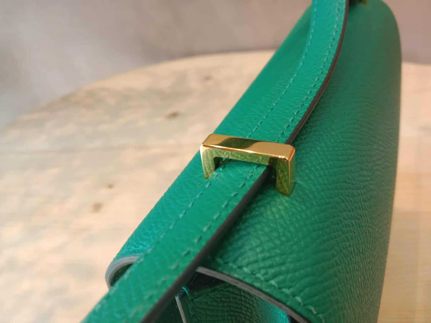 Hermes Constance 18 Green Epsom Stamp C 2018