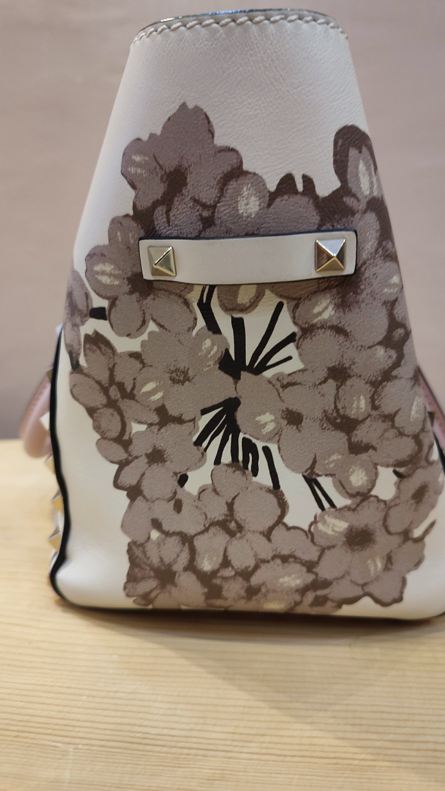 Valentino Rockstud Floral Pink Tote Bag