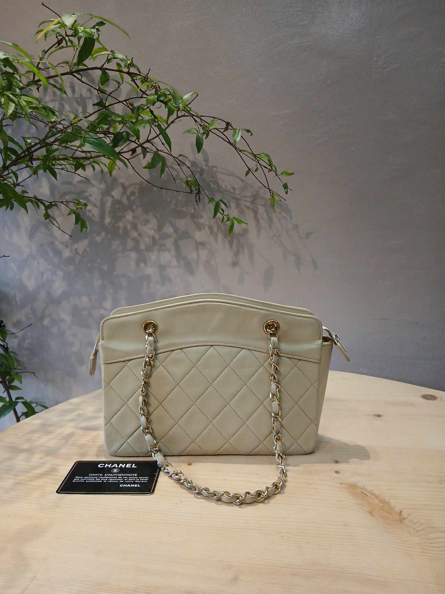 Chanel Vintage Beige Lambskin Bag Series 1