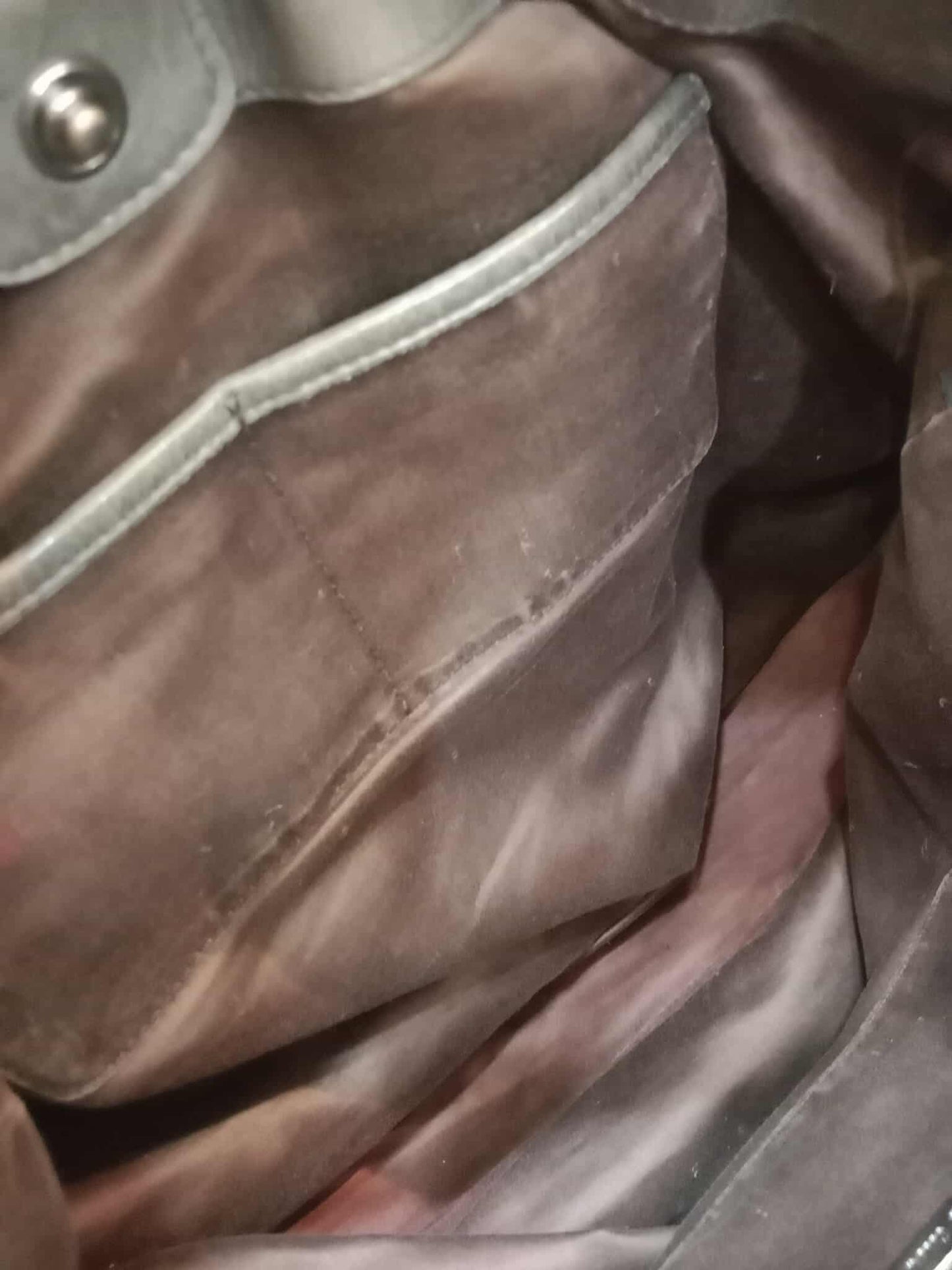 Miu Miu Leather Tote Bag Grey with Crystal Embellished Strap