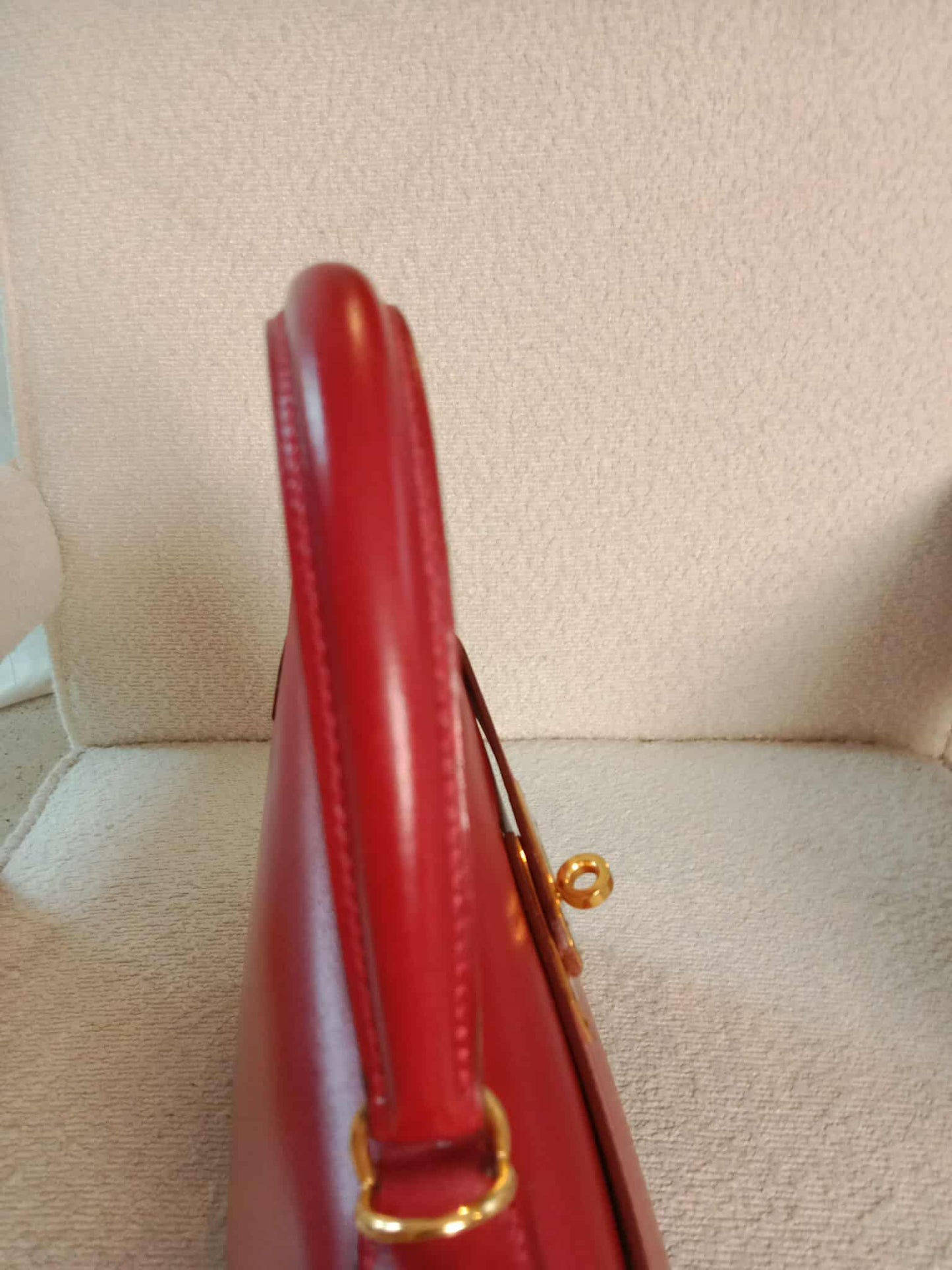 Hermes Kelly 28 Calfbox Leather Rouge VIF Stamp F Square 2002