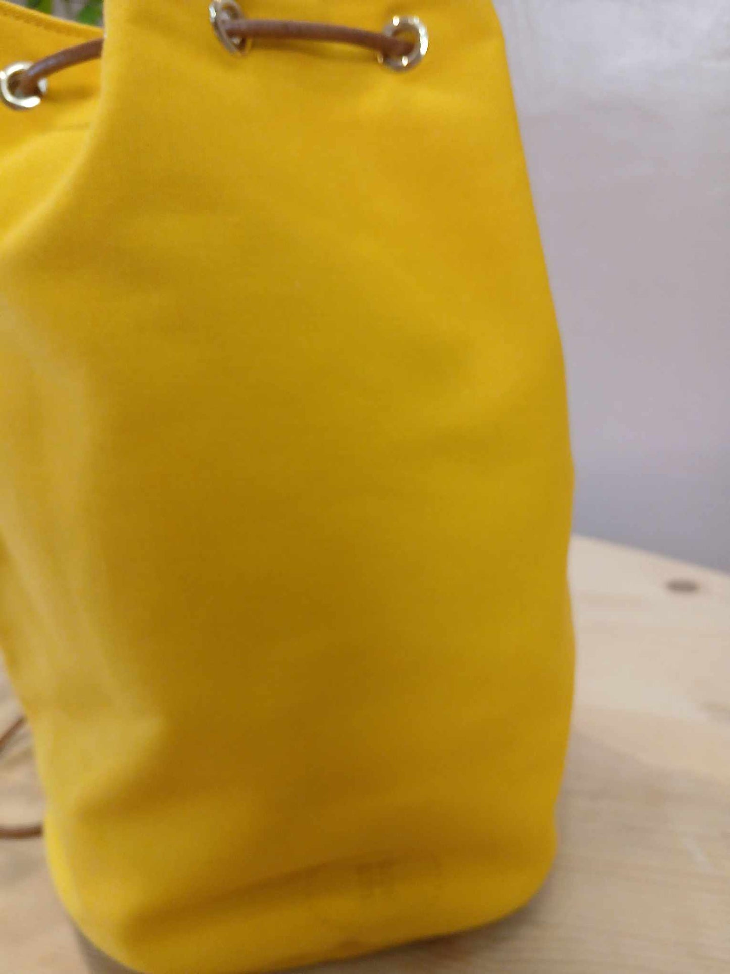 Hermes Yellow Canvas Sac Polochon Mimile Drawstring Backpack