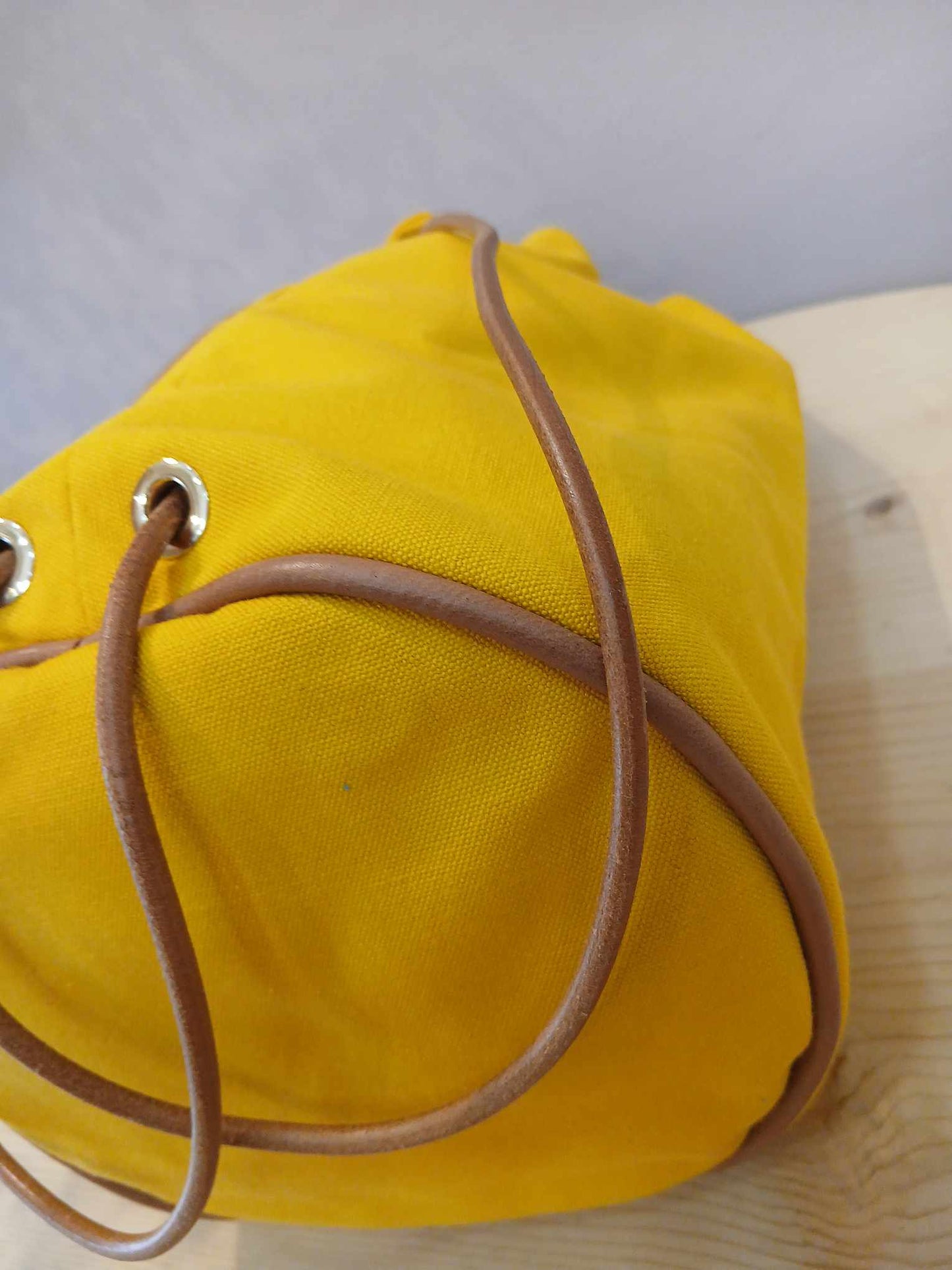 Hermes Yellow Canvas Sac Polochon Mimile Drawstring Backpack