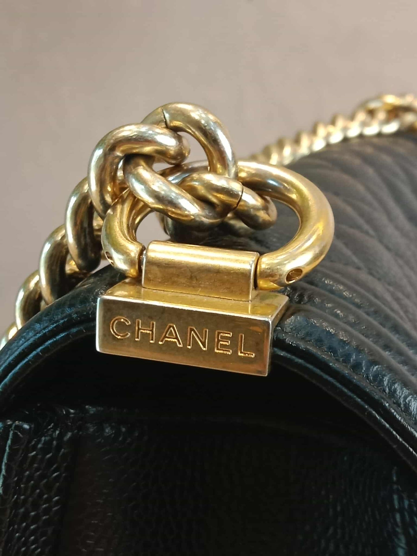 Chanel Leboy Old Medium Quilted Caviar Black Series 25