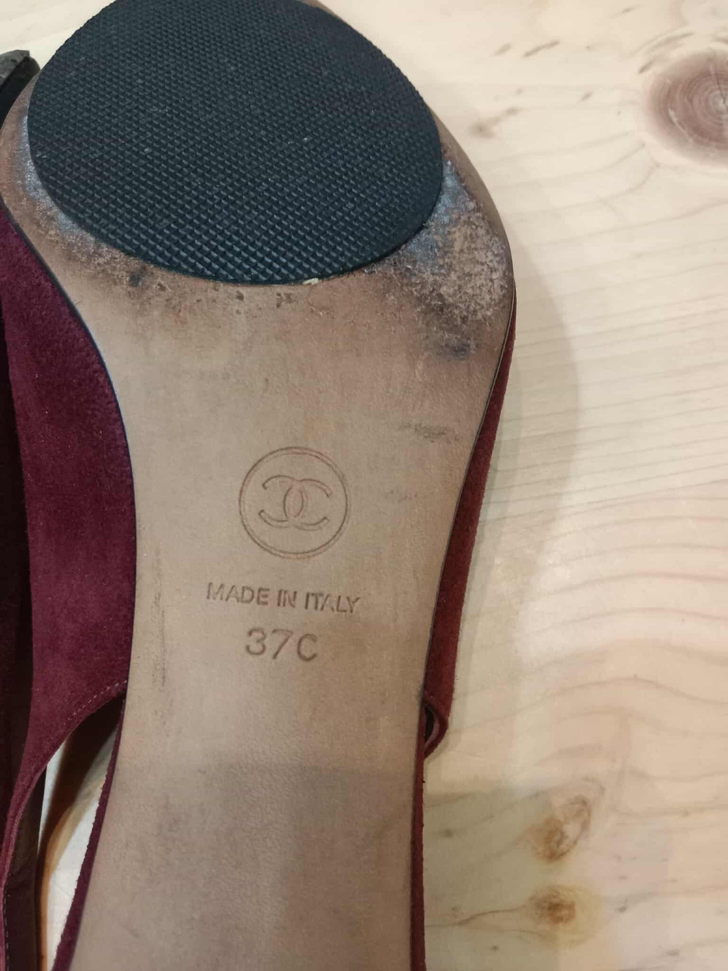 Chanel Suede Slingback Mules Maroon 37C