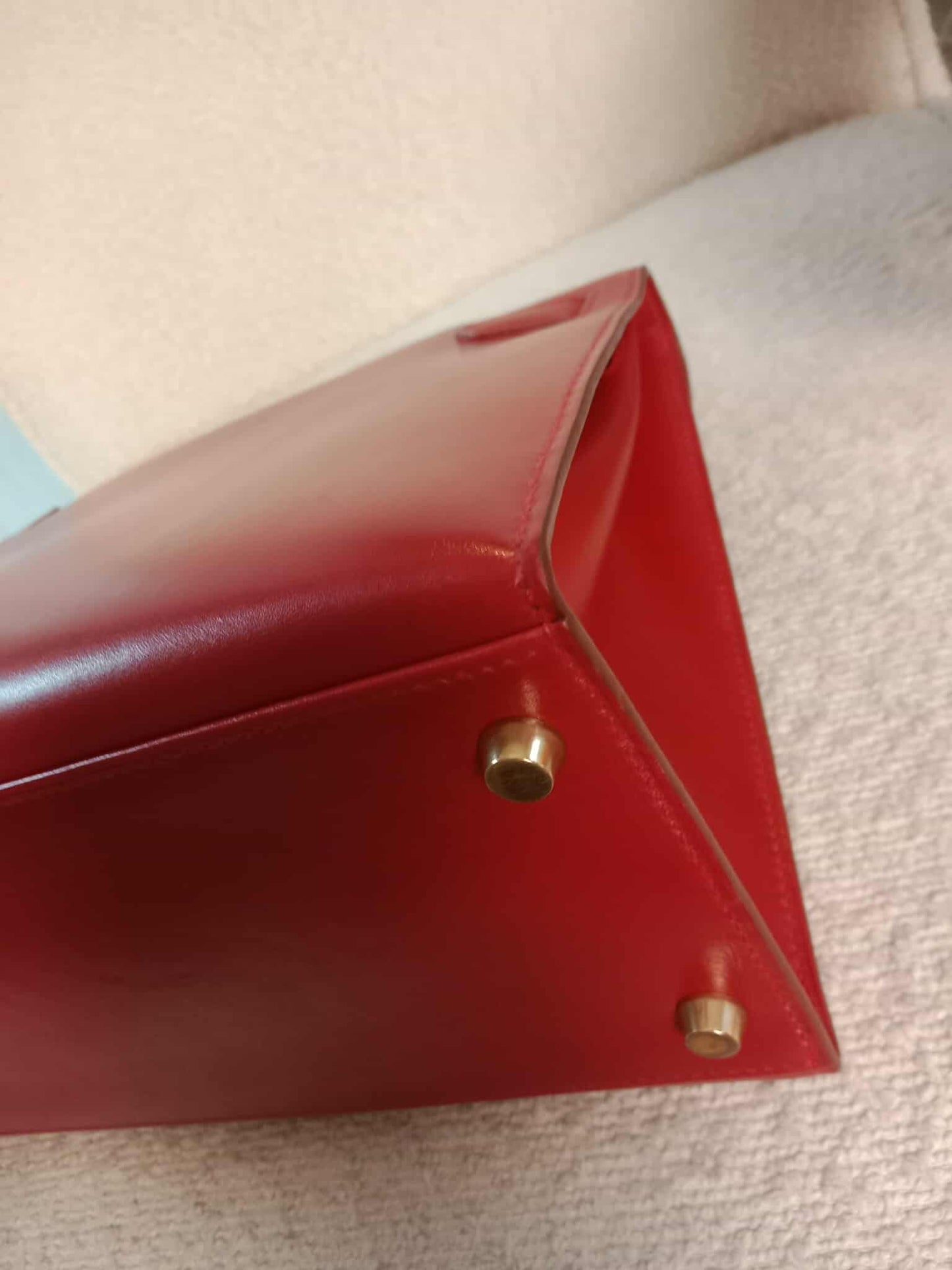 Hermes Kelly 28 Calfbox Leather Rouge VIF Stamp F Square 2002