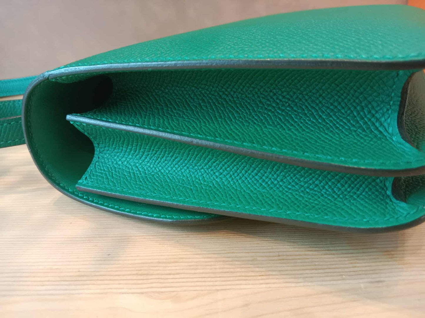 Hermes Constance 18 Green Epsom Stamp C 2018