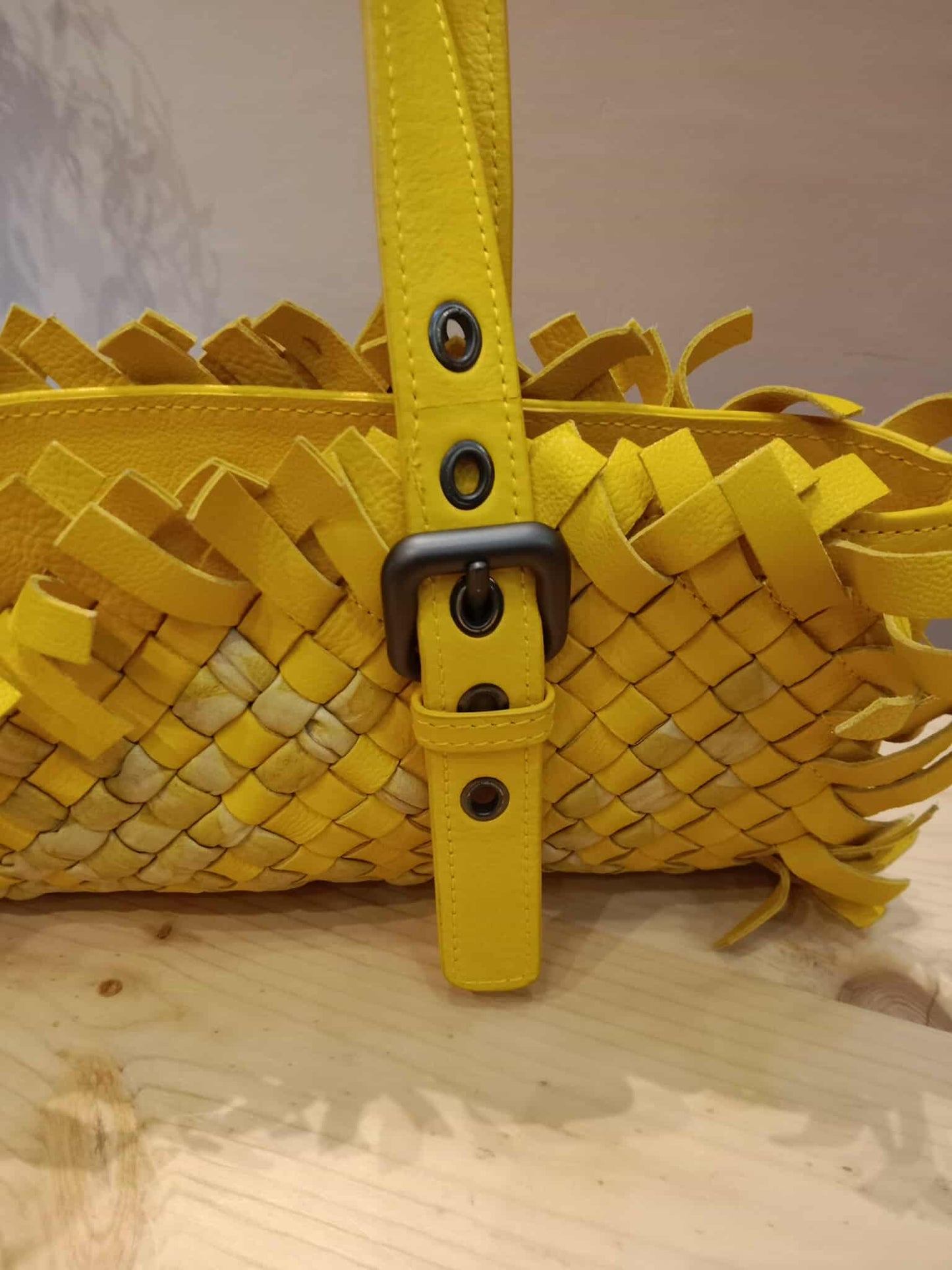 Bottega Veneta Paille Sfrangiato Aquatre Fringe Intrecciato Nappa Large Tote Yellow