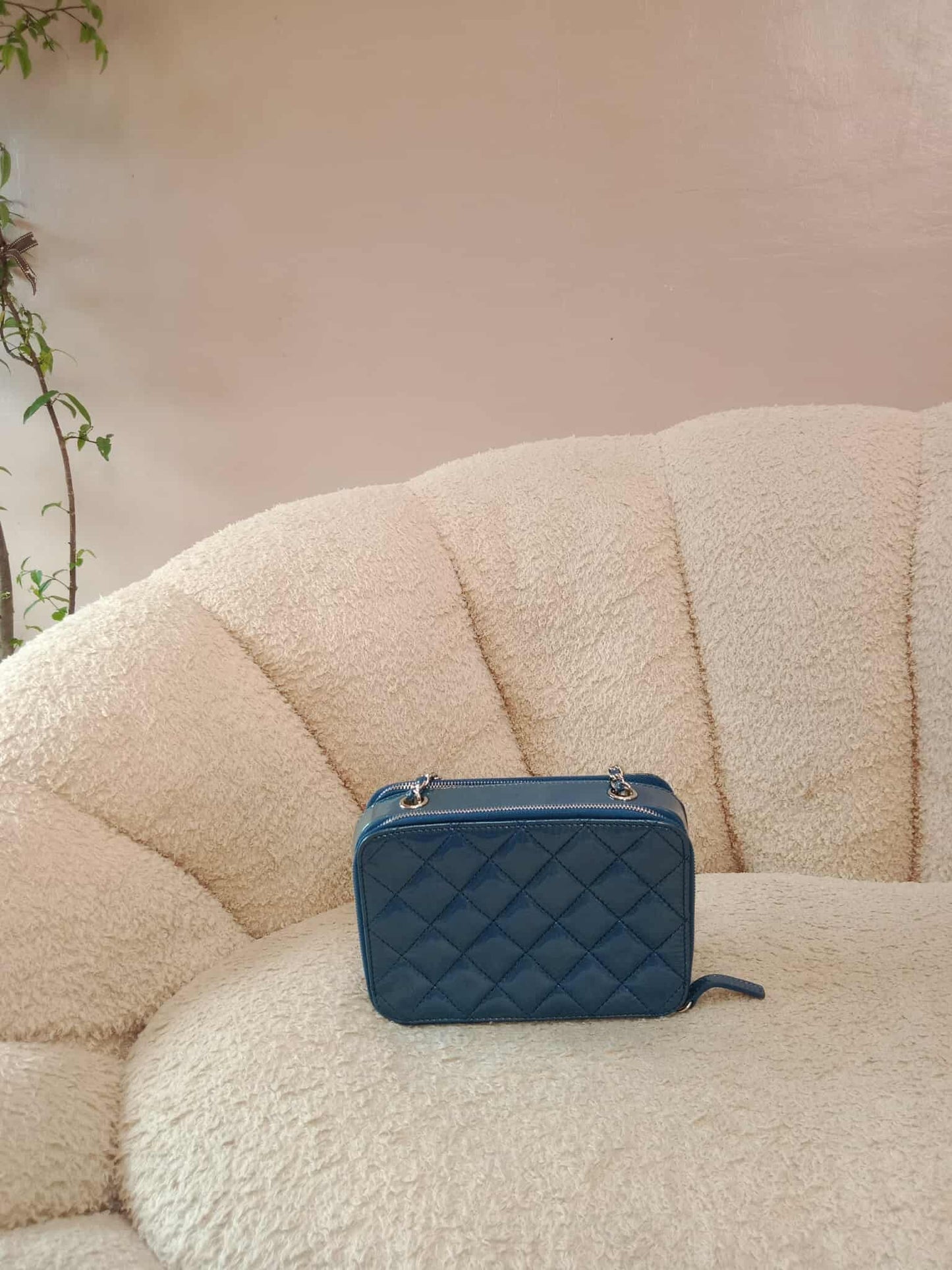 Chanel Blue Quilted Patent Leather Camera Bag Blue Series 20