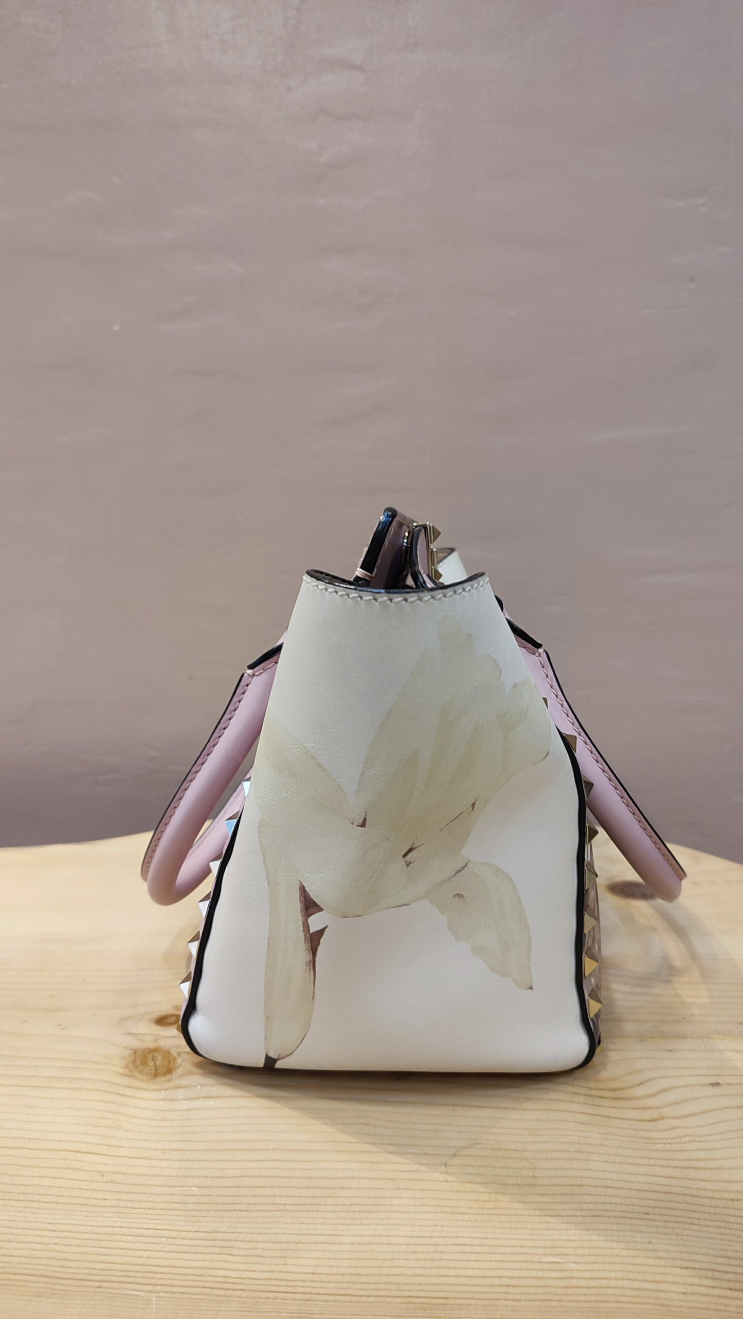 Valentino Rockstud Floral Pink Tote Bag