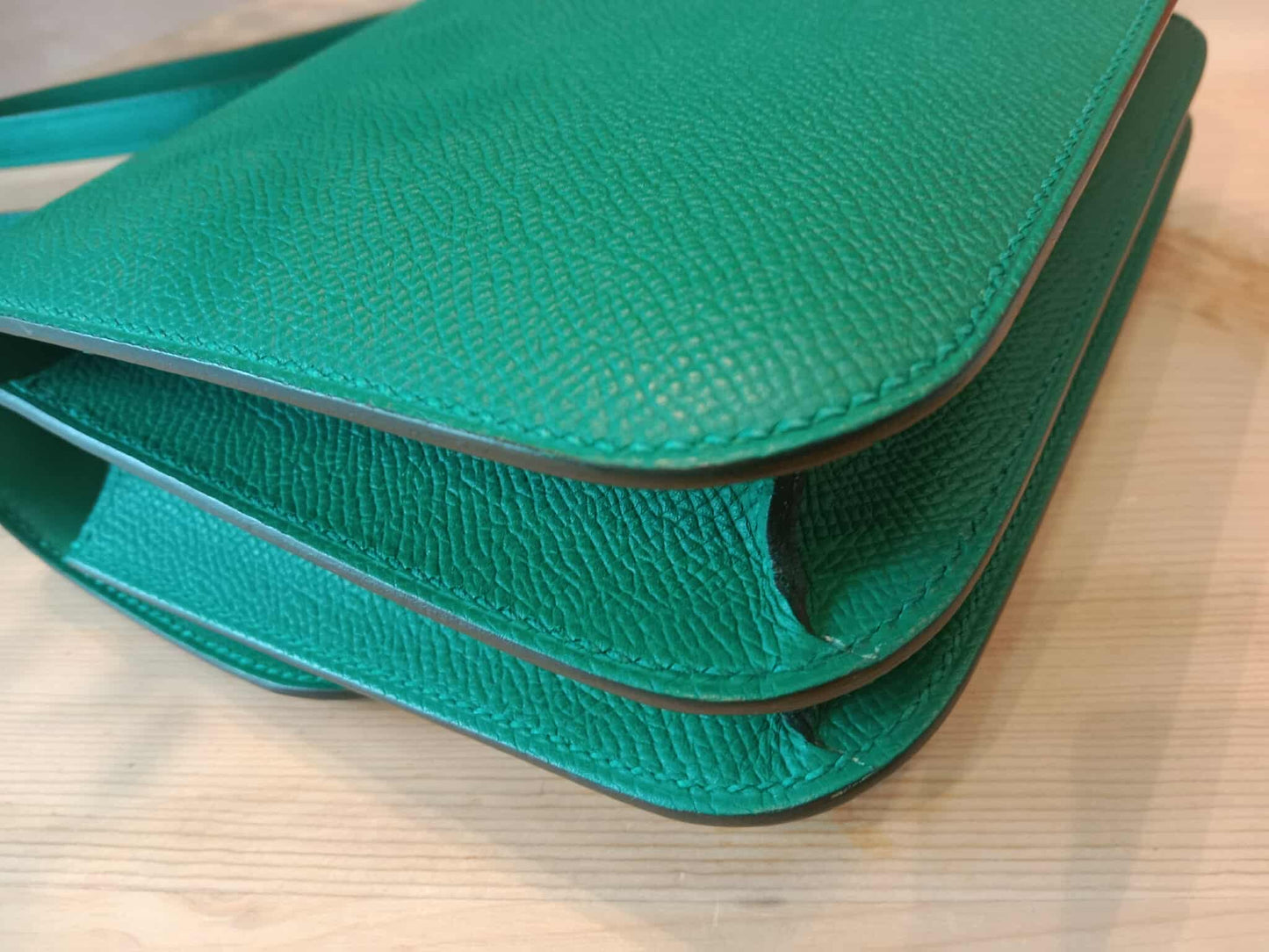 Hermes Constance 18 Green Epsom Stamp C 2018