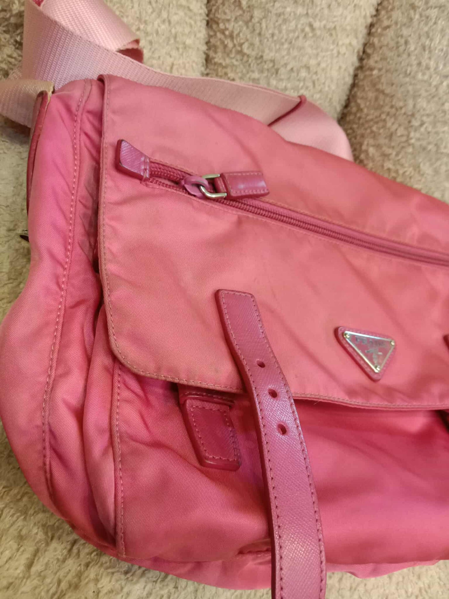 Prada Pink Tessuto Nylon/Leather Messenger Bag