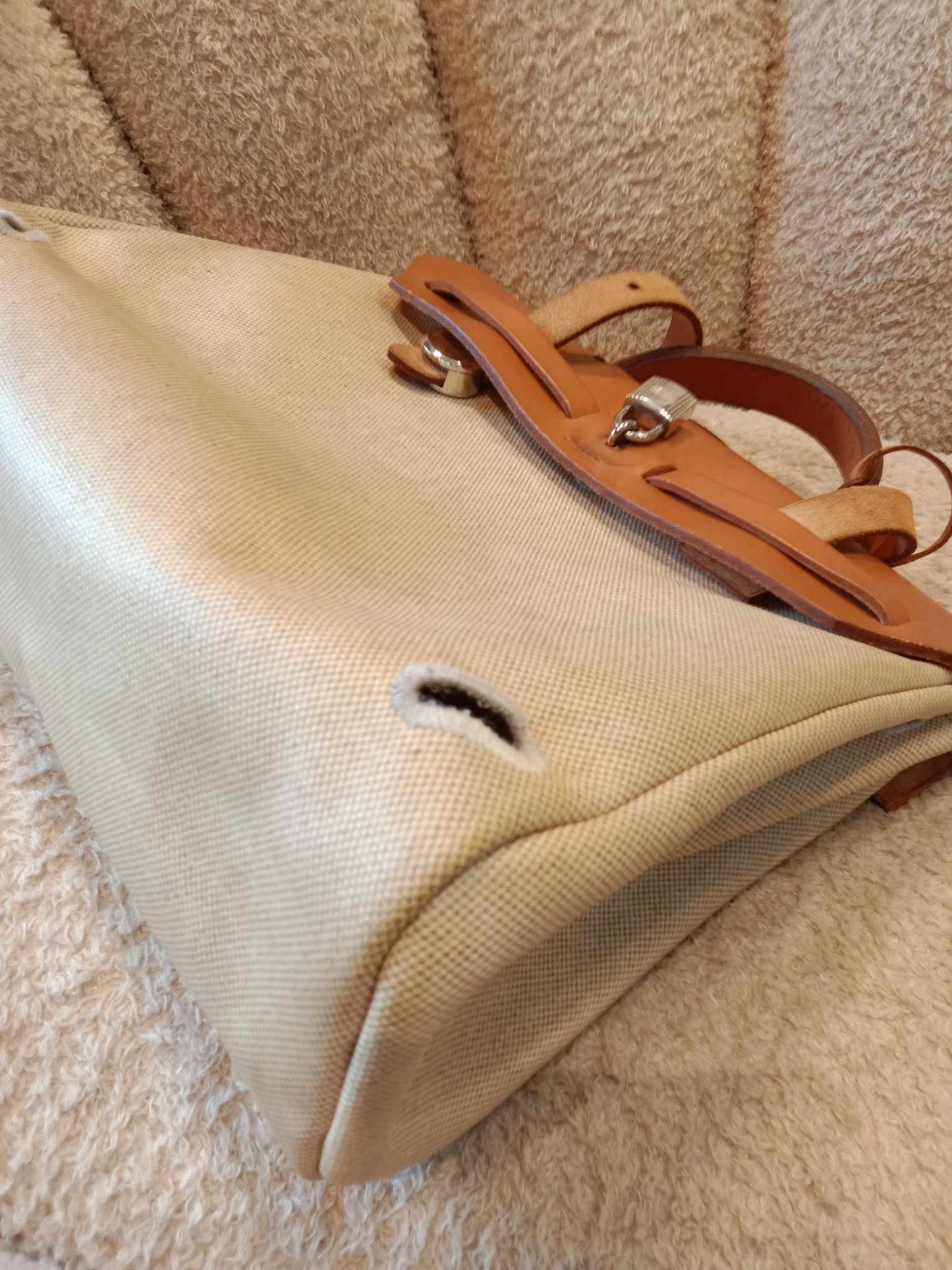 Hermes Herbag Canvas Beige/Brown Stamp B Square 1998