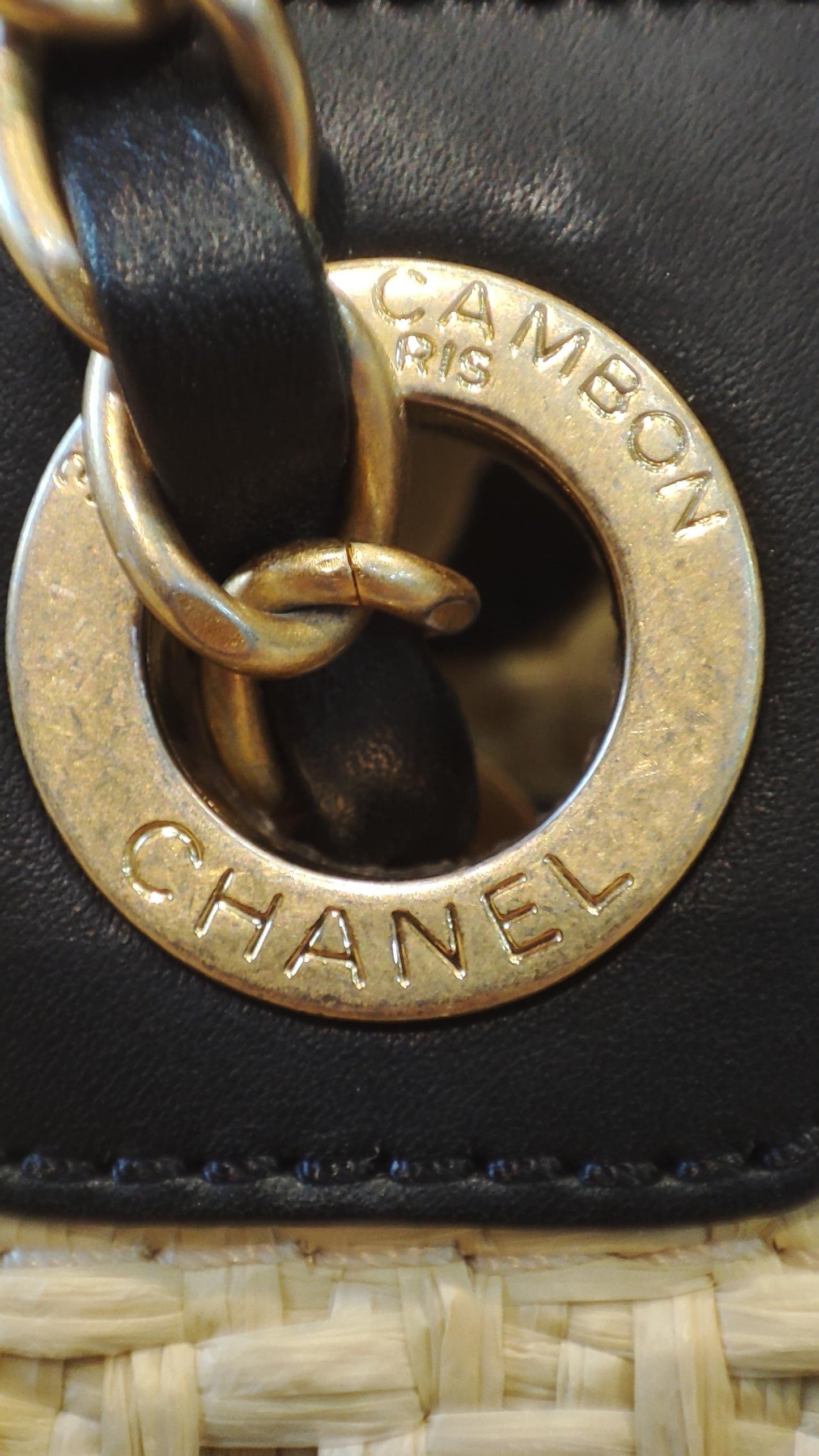 Chanel Deauville Raffia Series 30 Medium Beige/Black