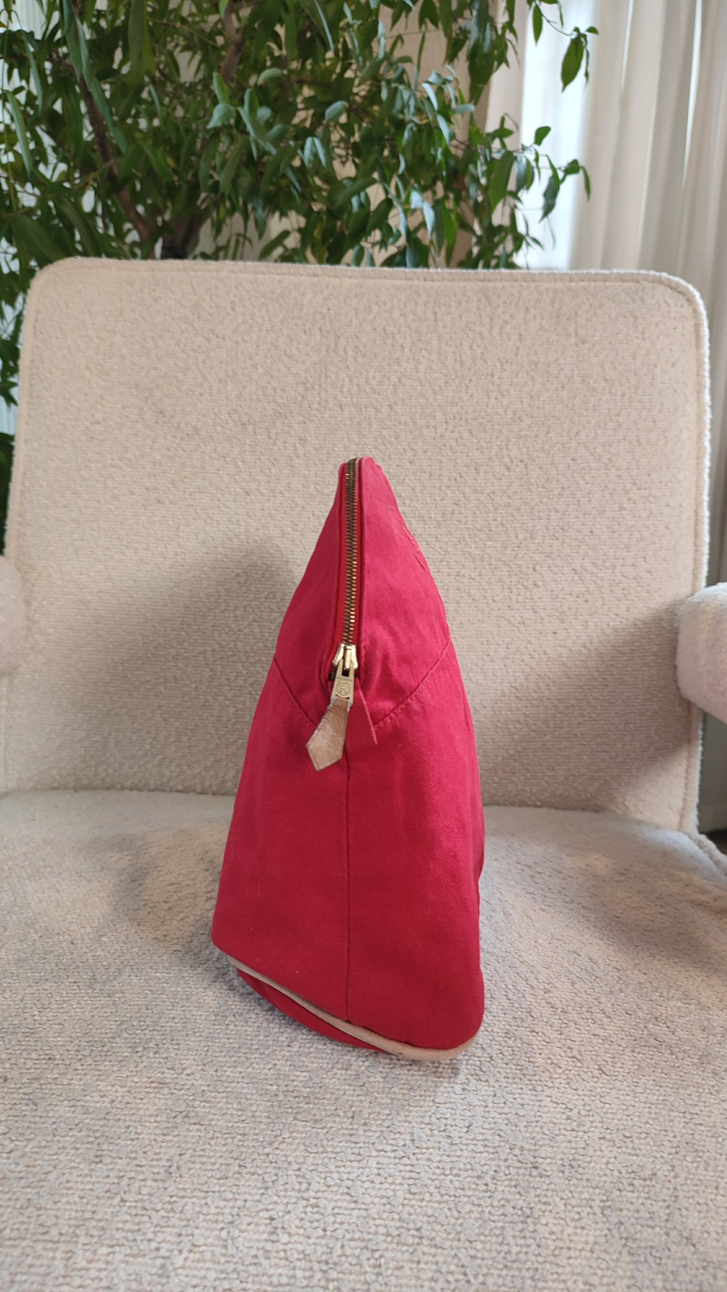 Hermes Bolide Canvas Red Pouch