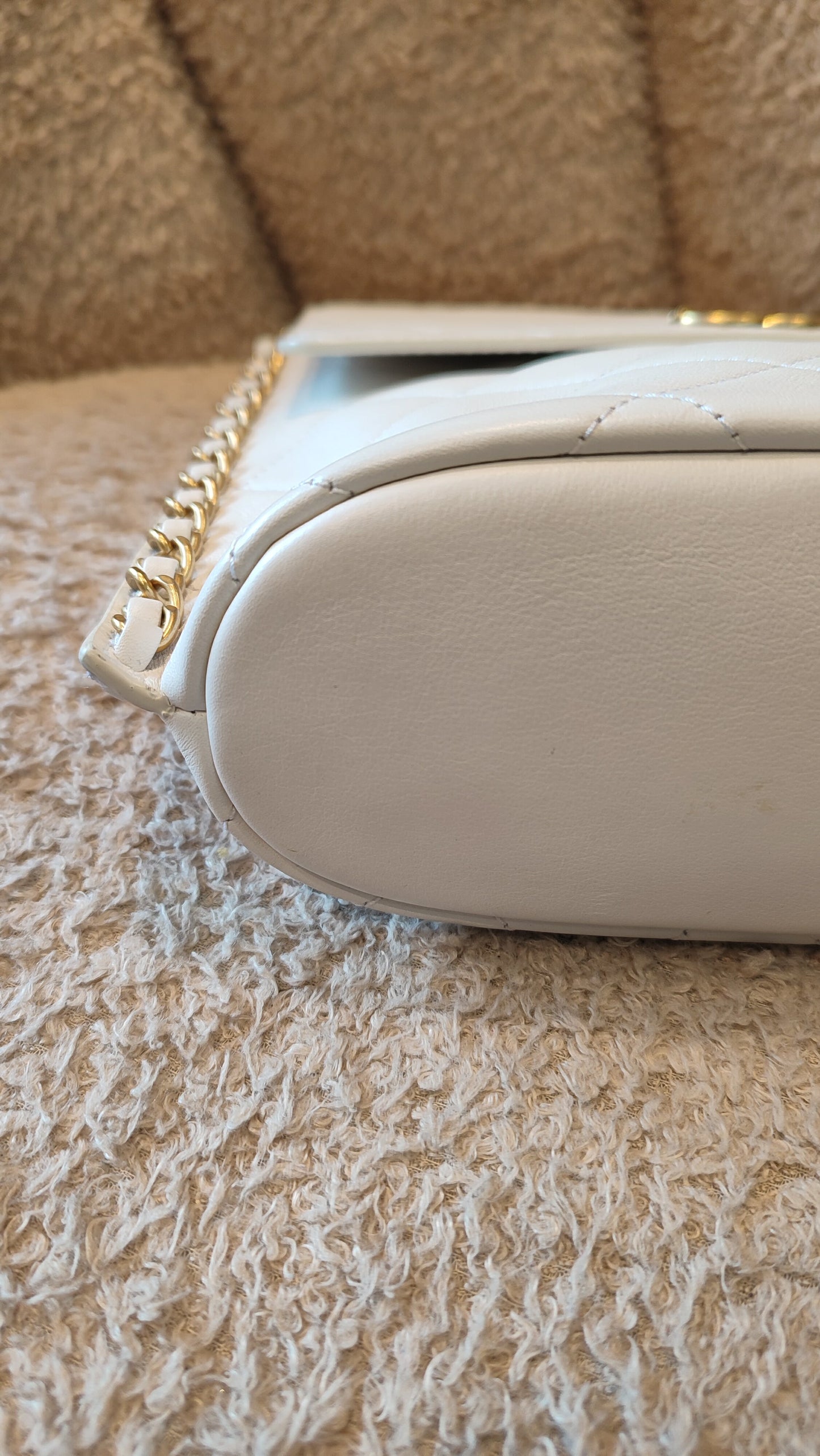 Chanel Hobo Chained Bag White Lambskin Series 31 Fullset