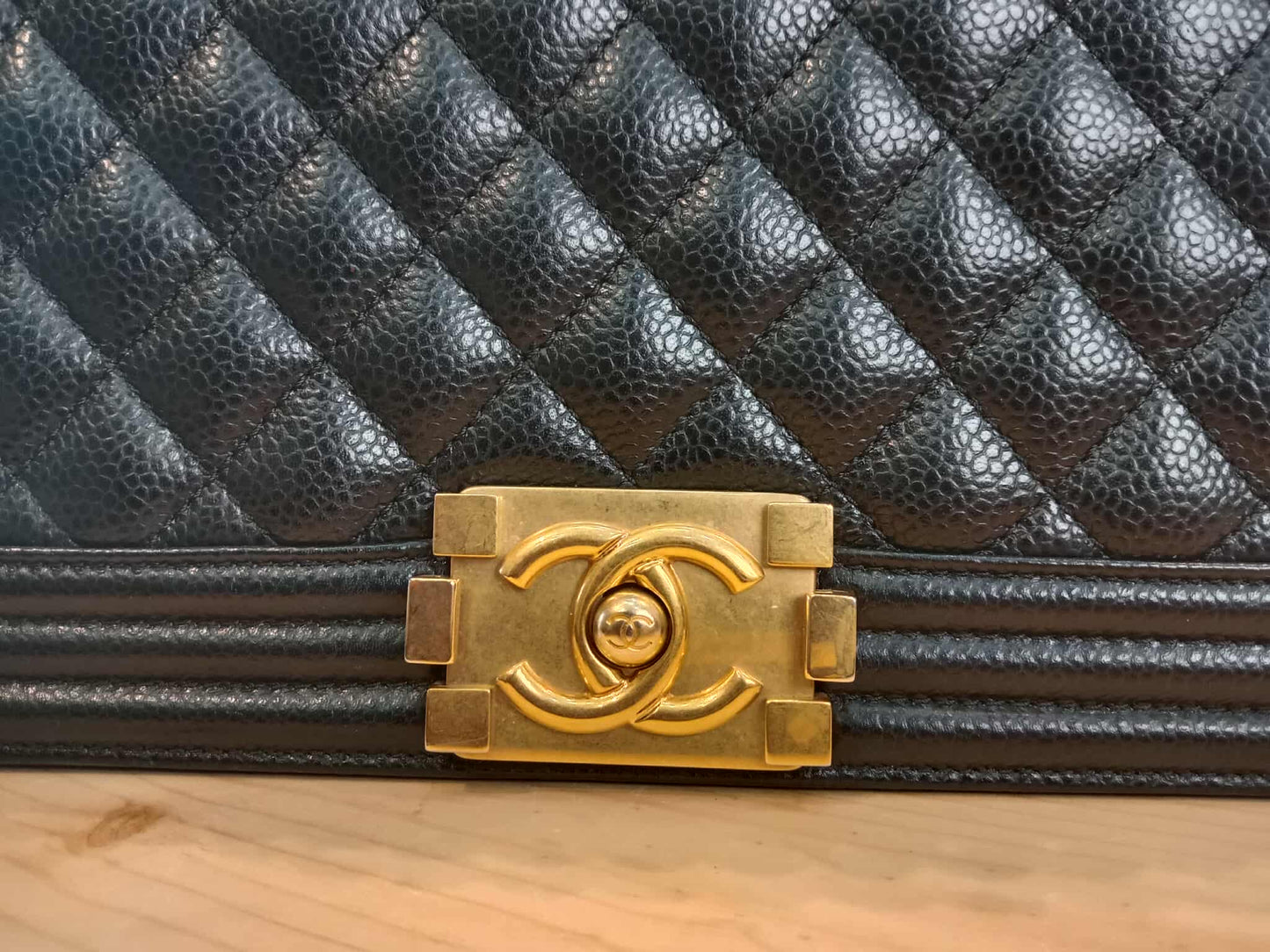Chanel Leboy Old Medium Quilted Caviar Black Series 25