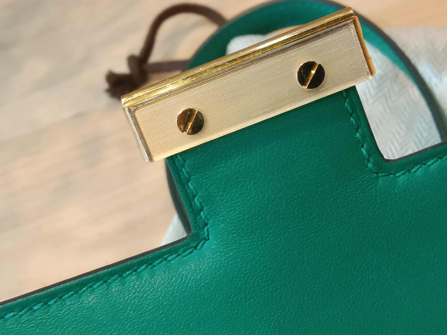 Hermes Constance 18 Green Epsom Stamp C 2018