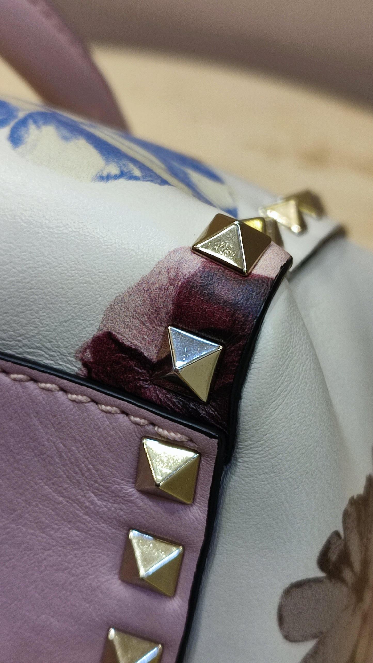 Valentino Rockstud Floral Pink Tote Bag