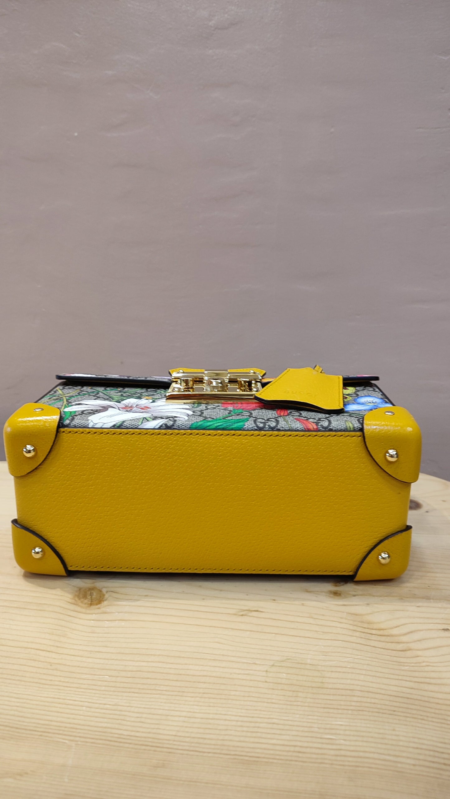 Gucci GG Floral Bamboo Bag Yellow