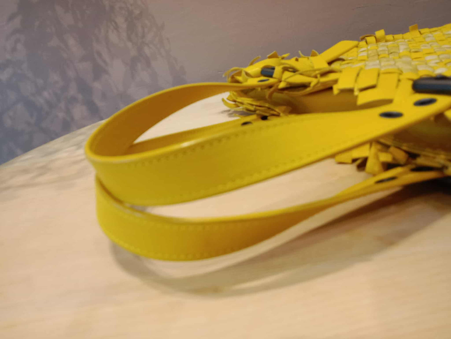 Bottega Veneta Paille Sfrangiato Aquatre Fringe Intrecciato Nappa Large Tote Yellow