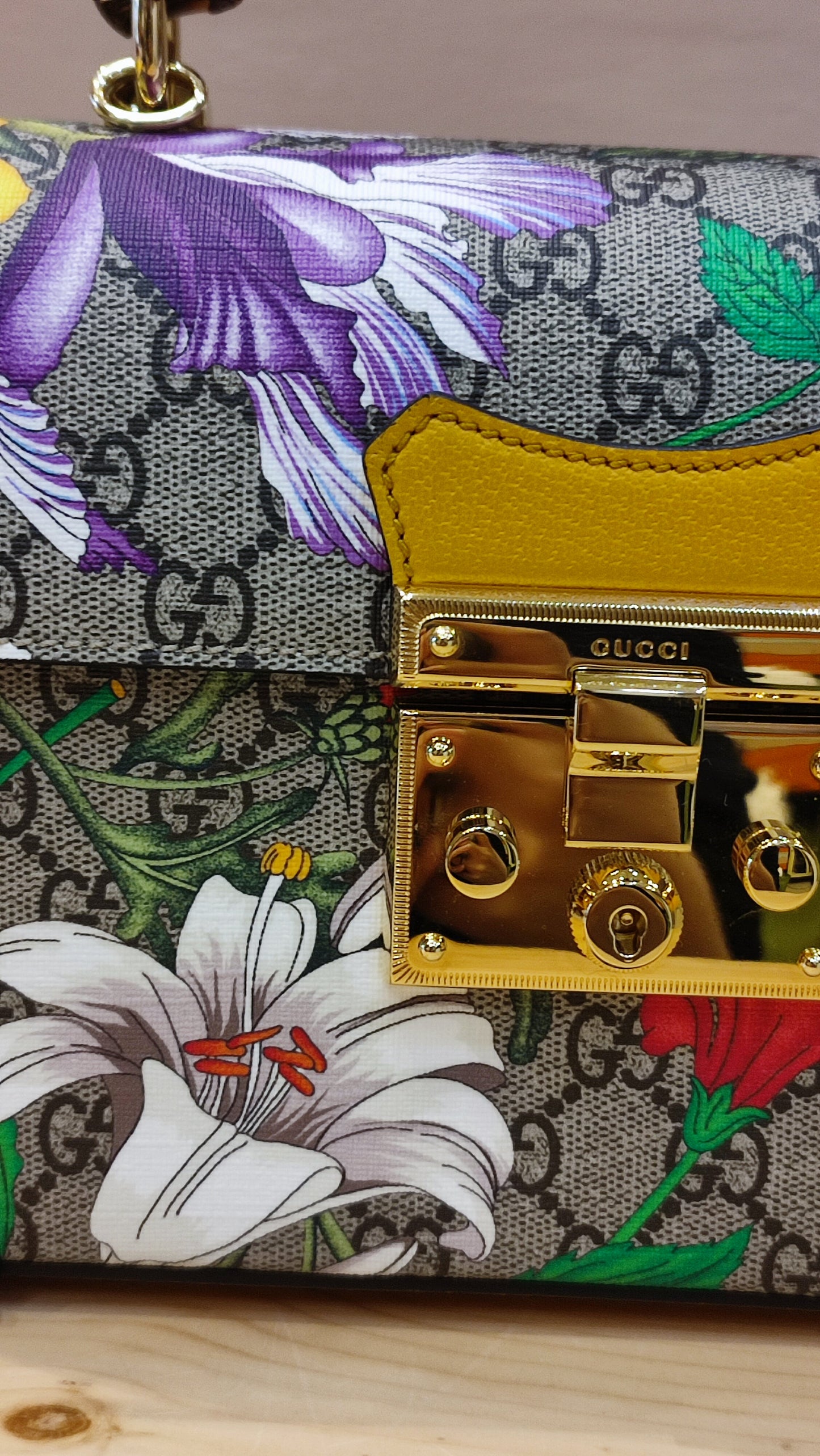 Gucci GG Floral Bamboo Bag Yellow