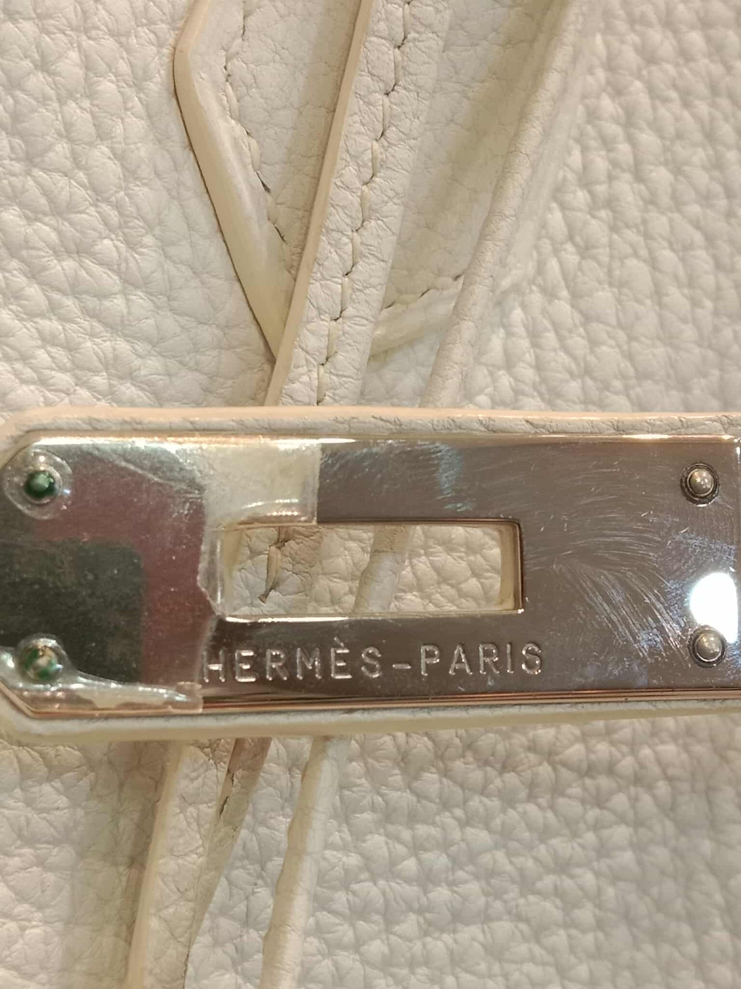 Hermes Birkin 35 White Clemence Stamp N Square 2010