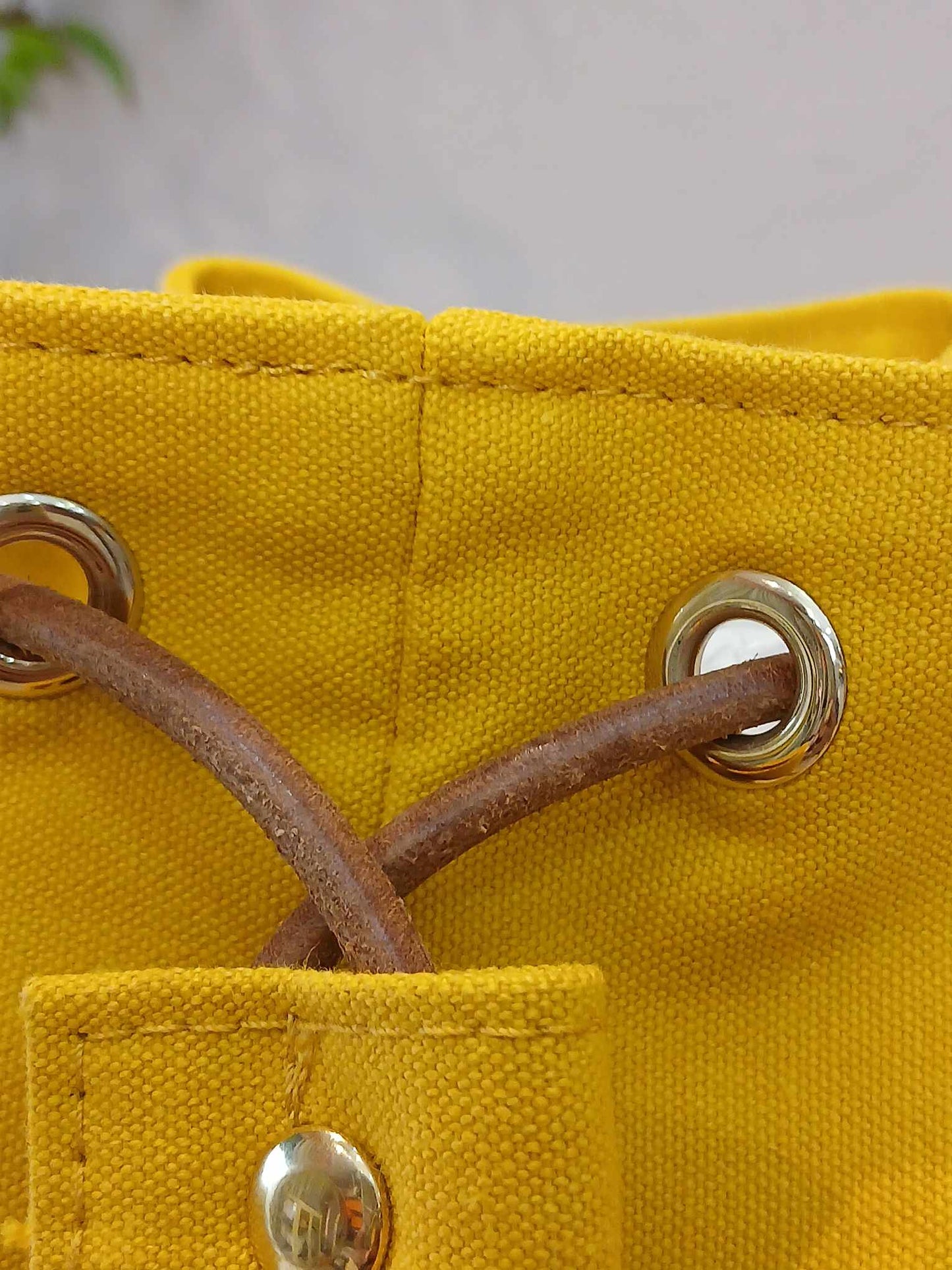 Hermes Yellow Canvas Sac Polochon Mimile Drawstring Backpack