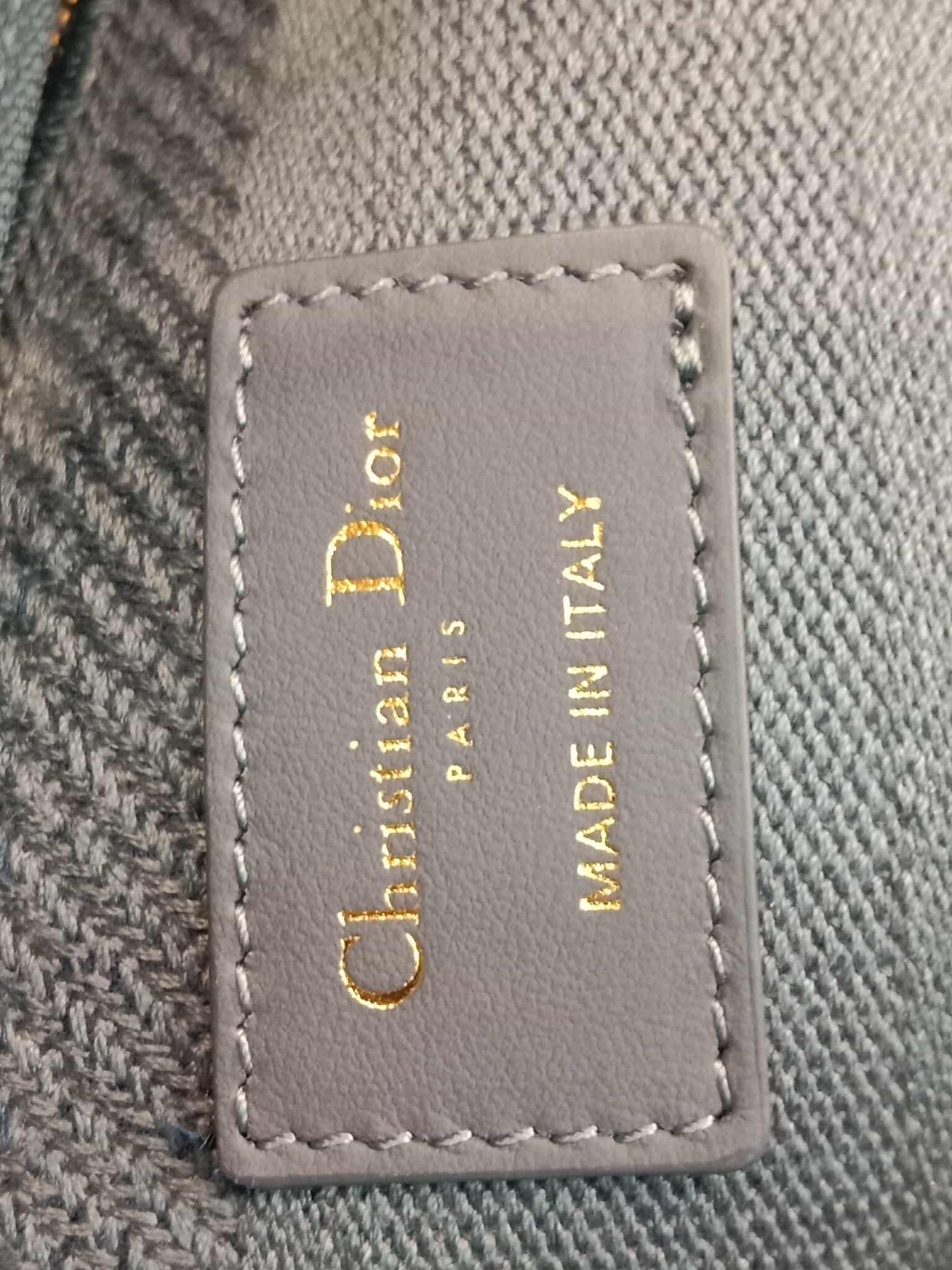 Dior Canvas Embroidered Cannage Medium Lady D-Lite Denim Blue