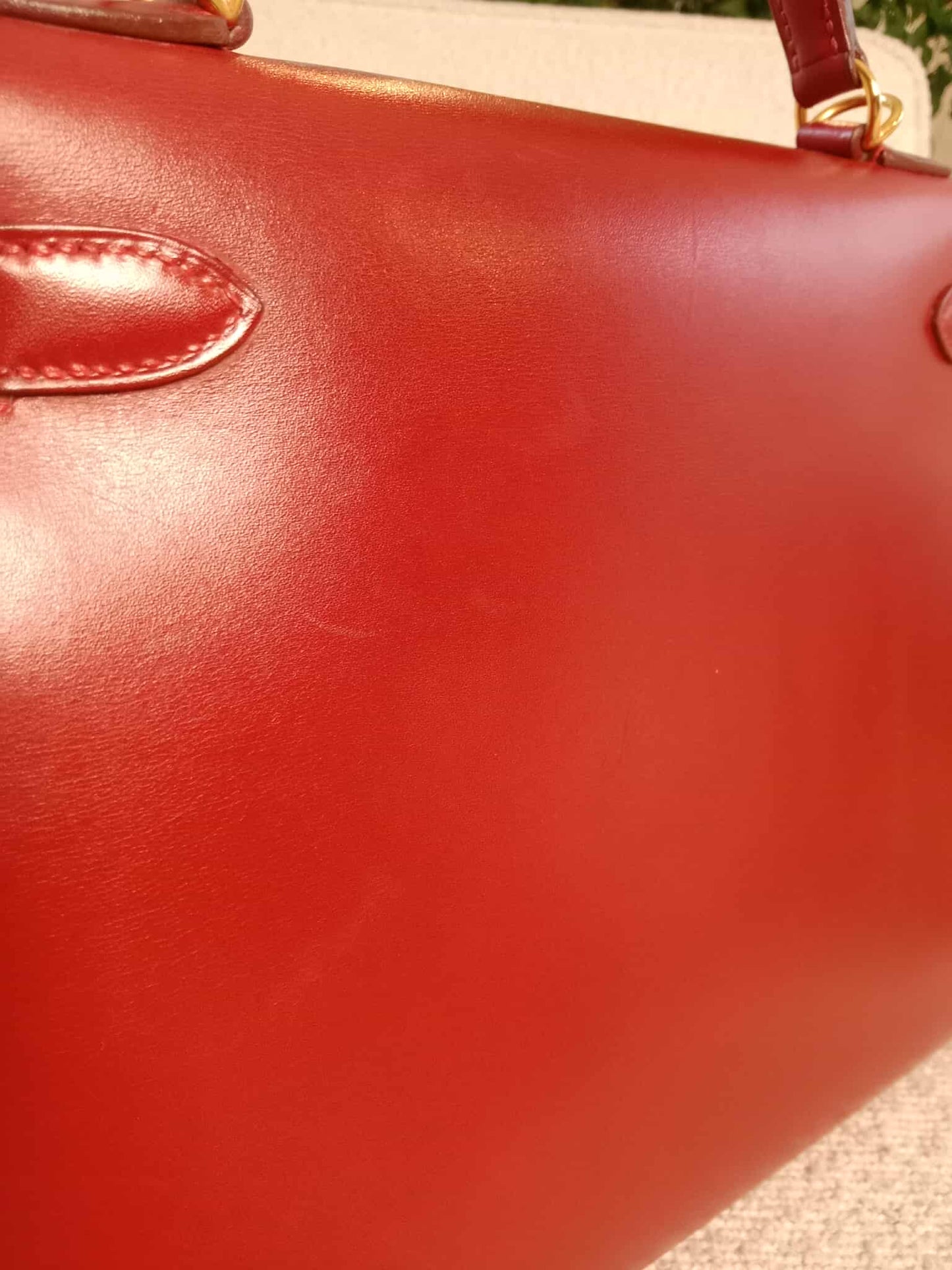 Hermes Kelly 28 Calfbox Leather Rouge VIF Stamp F Square 2002
