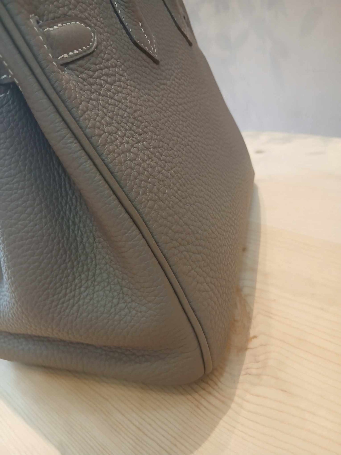 Hermes Birkin 25 Etoupe Clemence Stamp A 2017