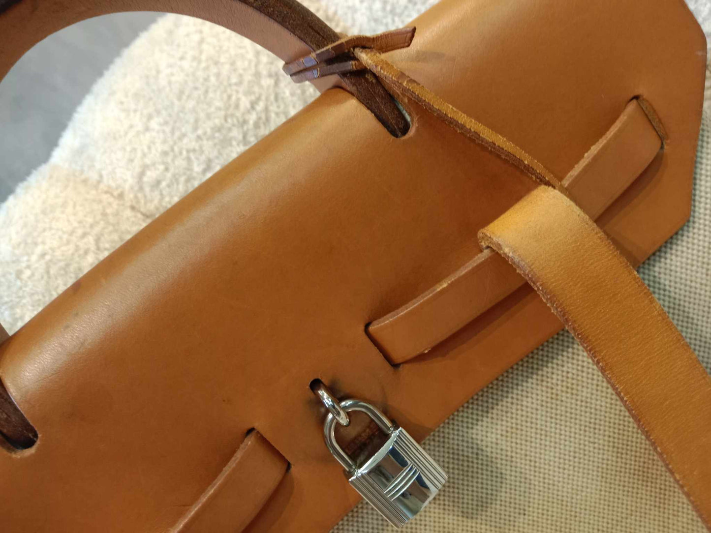 Hermes Herbag Canvas Beige/Brown Stamp B Square 1998